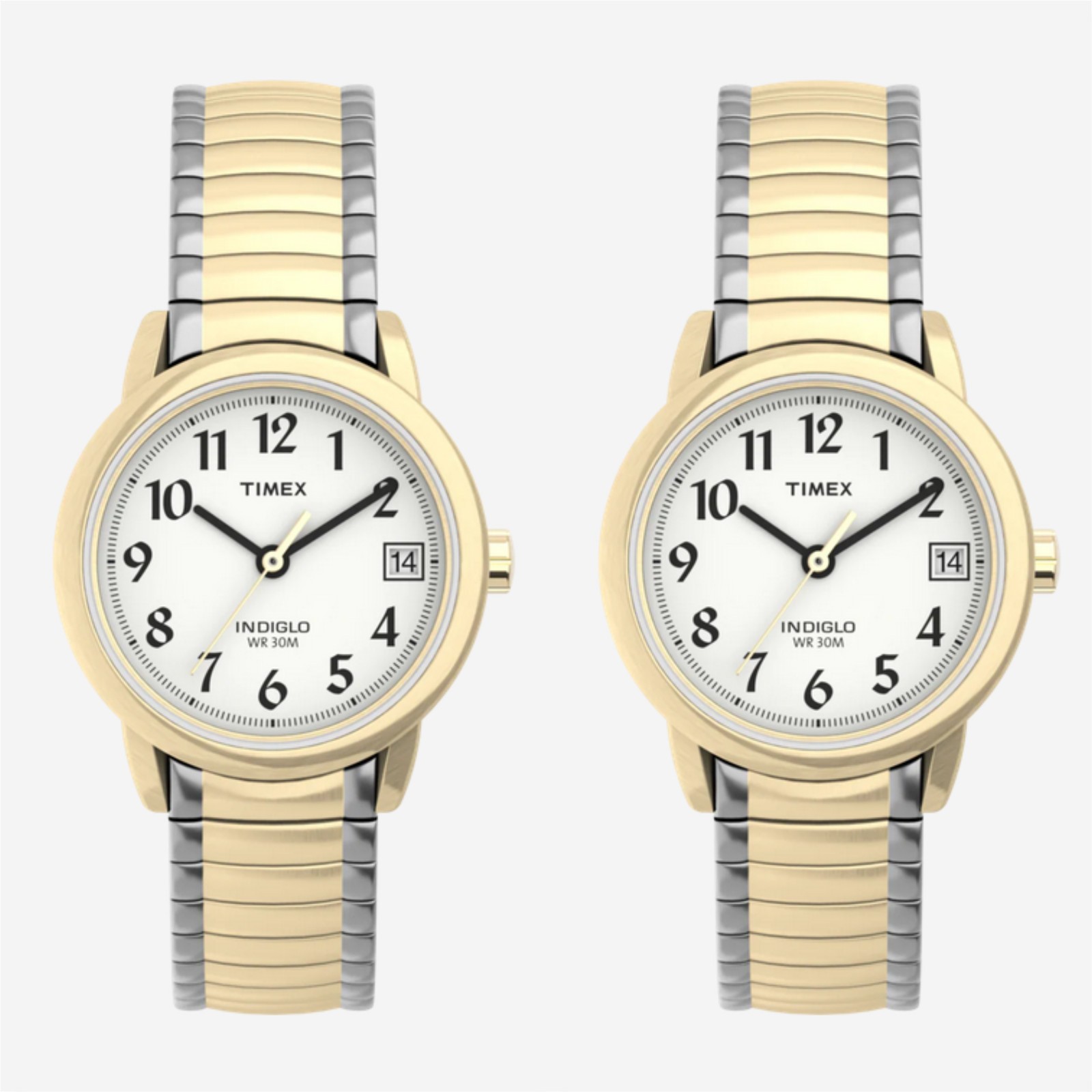 Lot of 2 Timex Women’s T2H381 Easy Reader 25mm Bracelet Expansion Band Watch