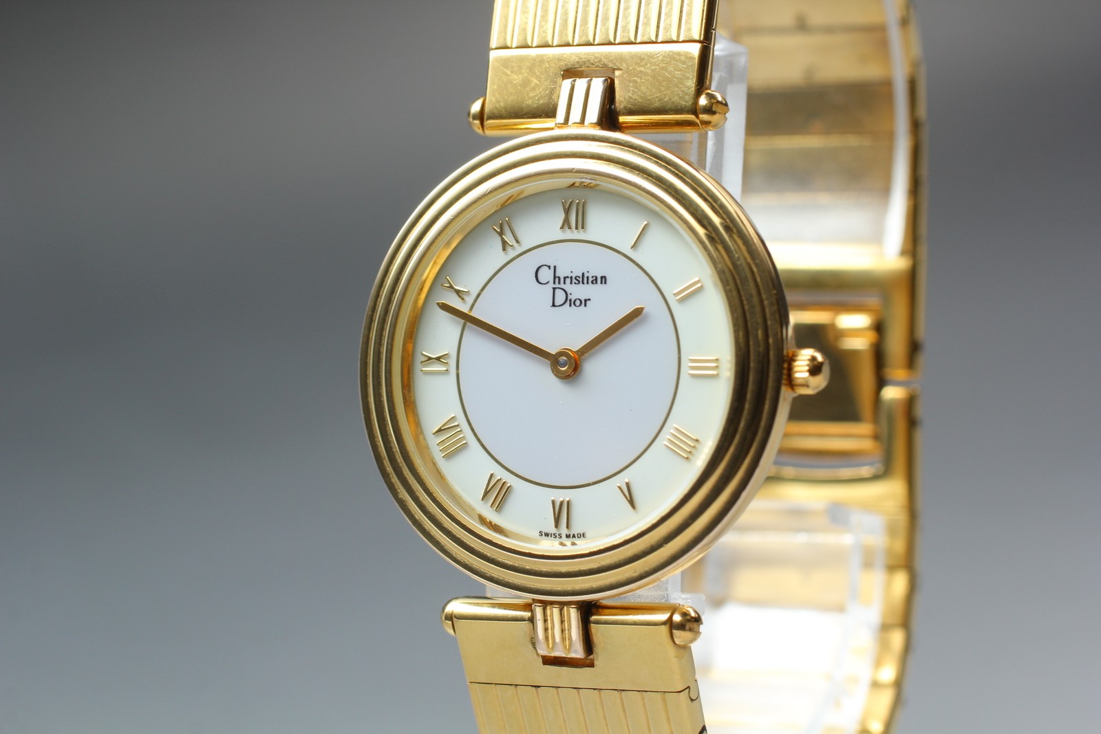 [Near MINT] Vintage Christian Dior 3052 30mm Roman Gold Dial Quartz Men’s Watch