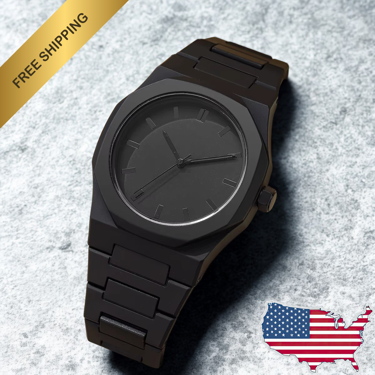 Men’s Black Arabic Dial Quartz Watch Minimalist Sports Casual Wristwatch Fashion