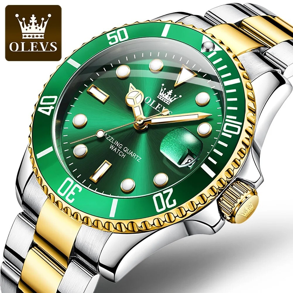 Waterproof Watch Quartz Men’s OLEVS Luminous Luxury Men Stainless Steel Strap