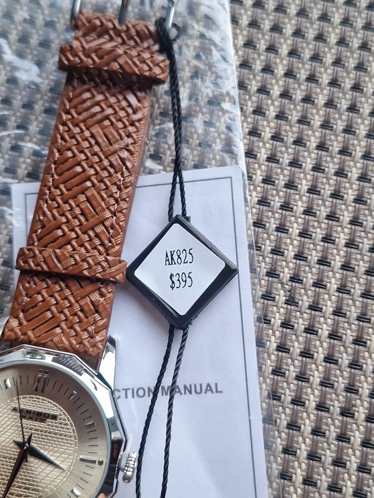 New Men’s Akribos XXIV AK825SSBR Quartz Dodecagon Case Braided Leather Watch