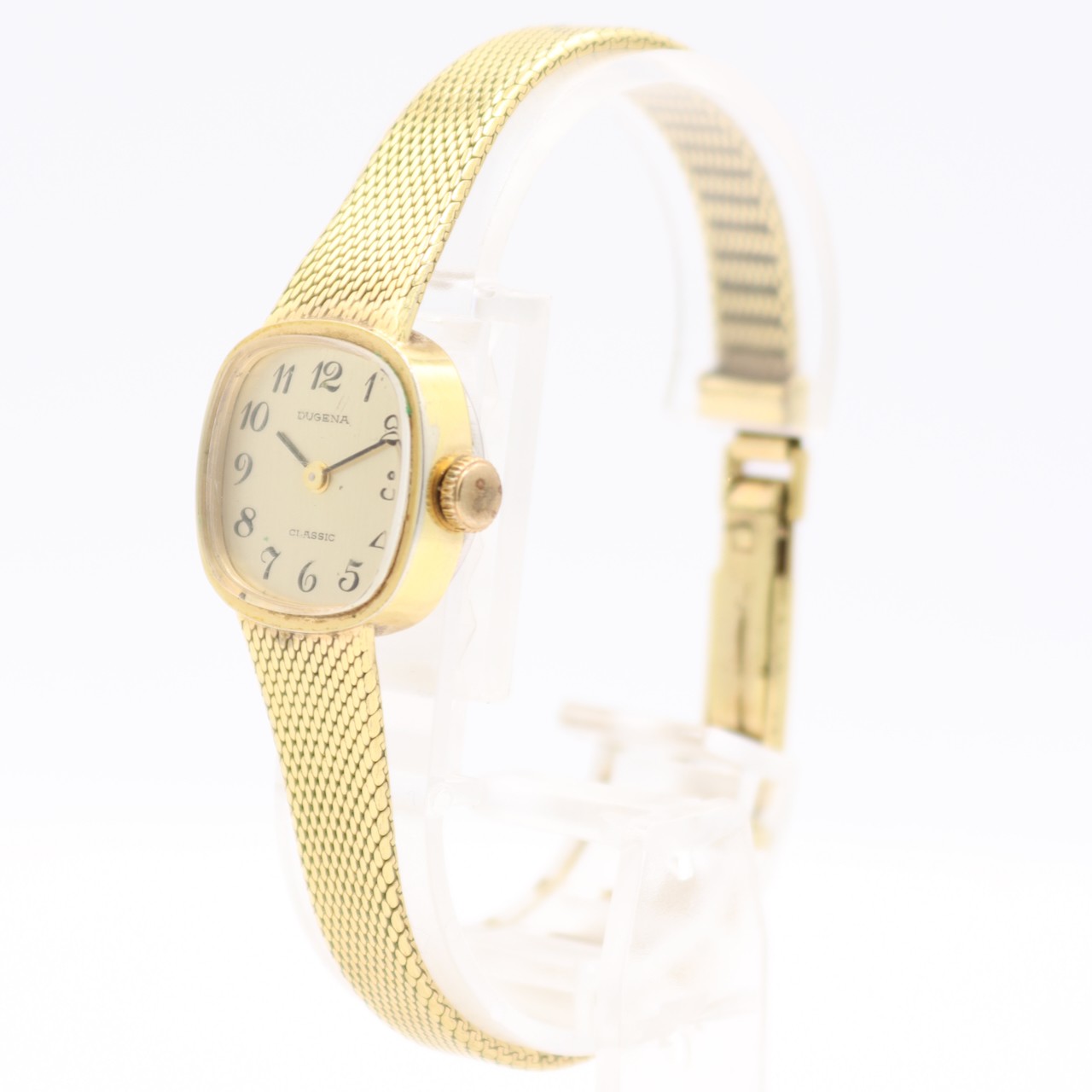 Vintage 20.5mm Dugena Classic Ladies Mechanical Wristwatch Germany Gold Tone