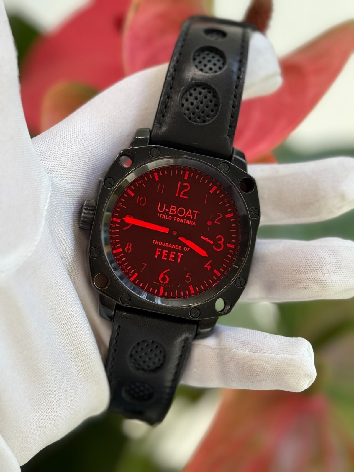 U-Boat Italo Fontana Watch Thousands of Feet Manual Mens 50mm Red Made in Italy