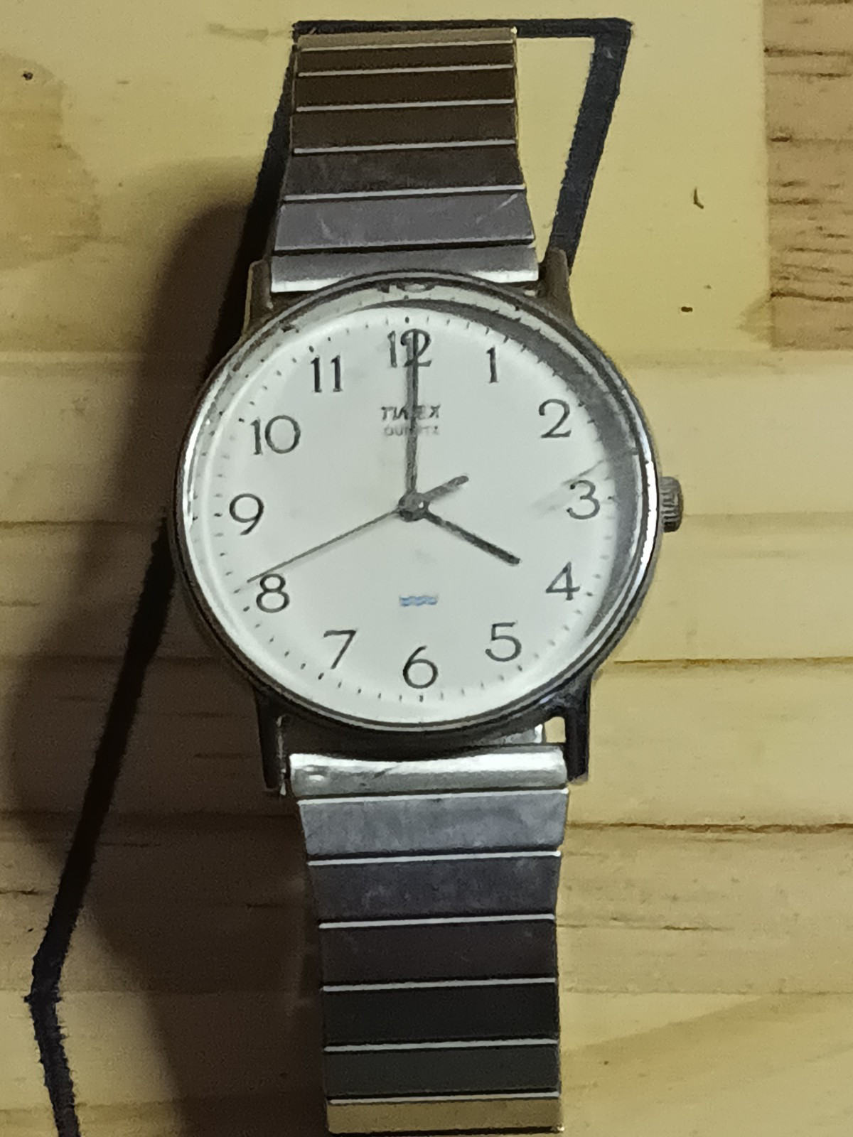 Timex Quartz Analog 34mm White Dial Arabic Numerals Silver Expansion Band
