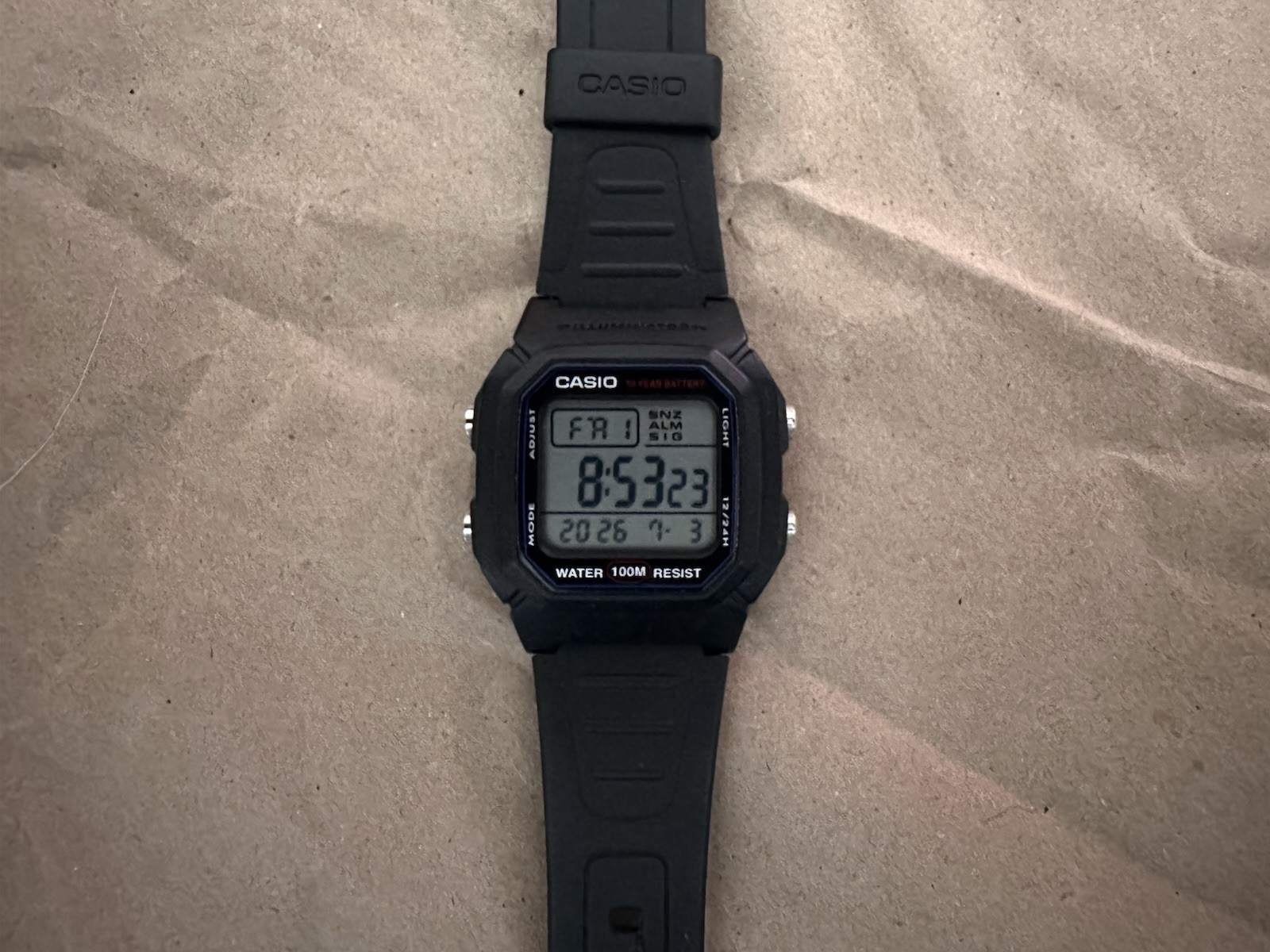 Casio W-218H Digital Black Resin Strap