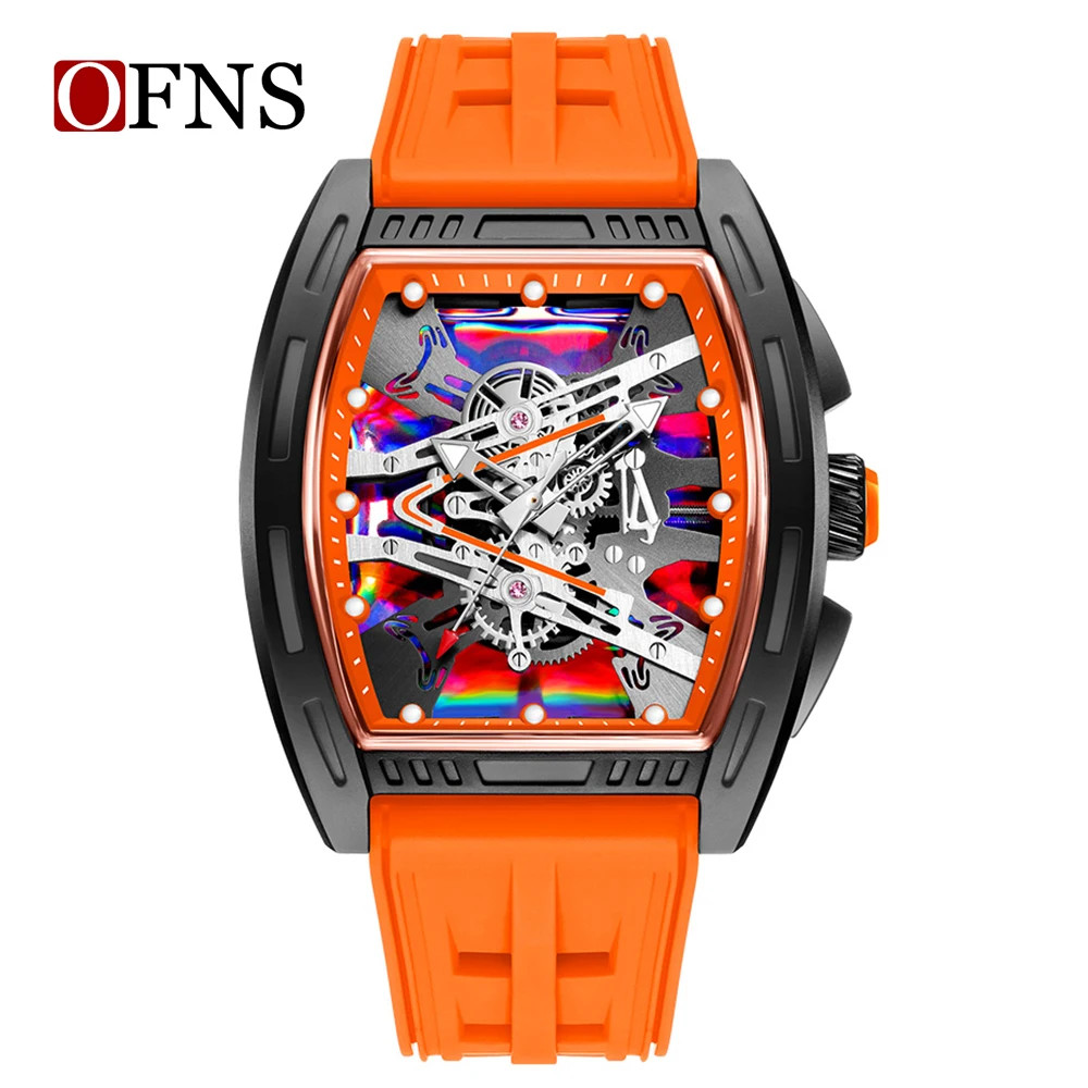Luxury OFNS1209 Men’s Quartz Watch Waterproof Silicone Strap Sports Style