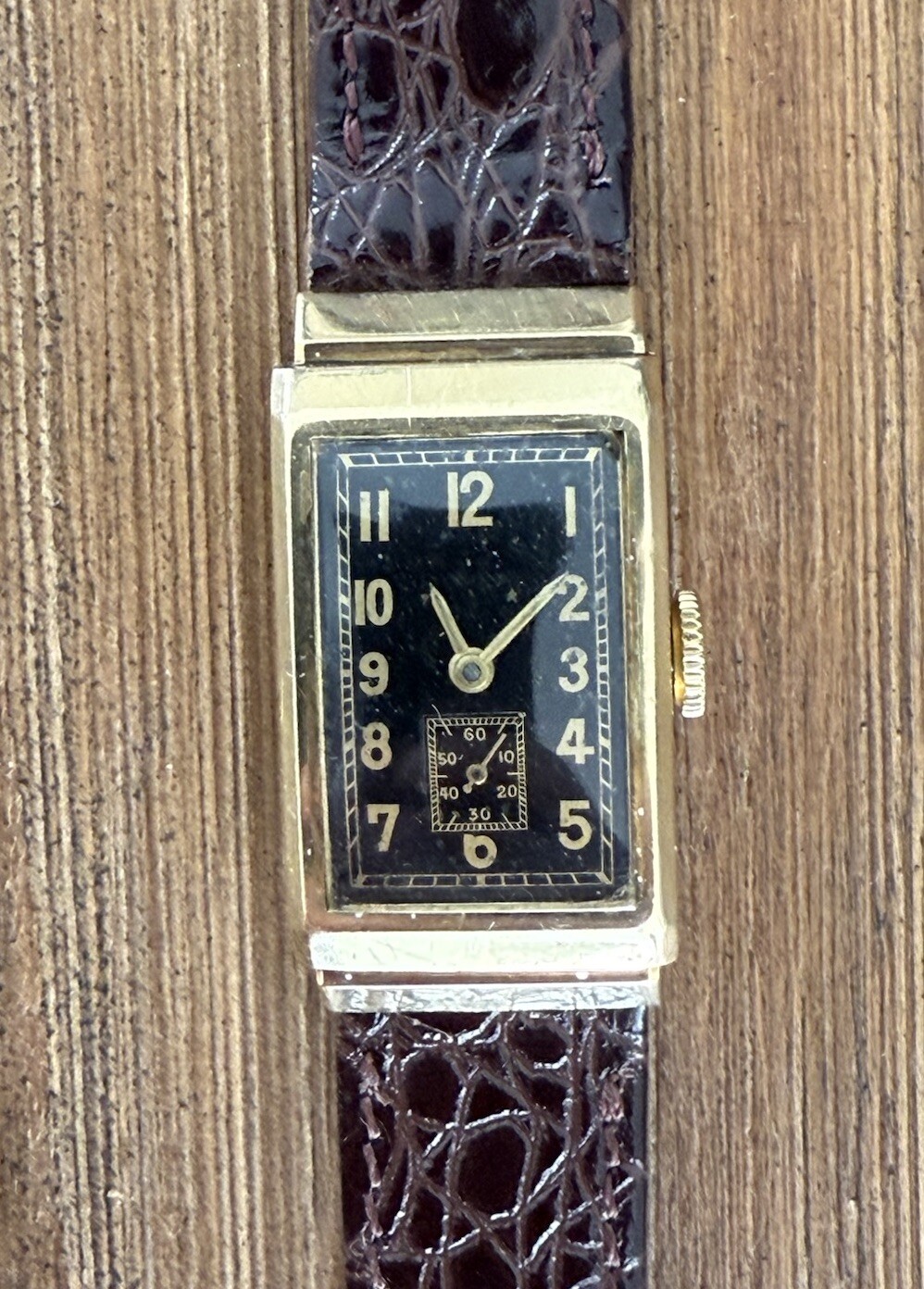 Vintage 18K Gold Men’s Longines Mechanical Tank Deco Watch 19.5x37mm Cal 25.17
