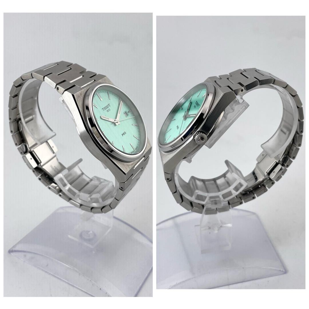 Tissot PRX Quartz Watch Mint Green Stainless Steel 399mm Used