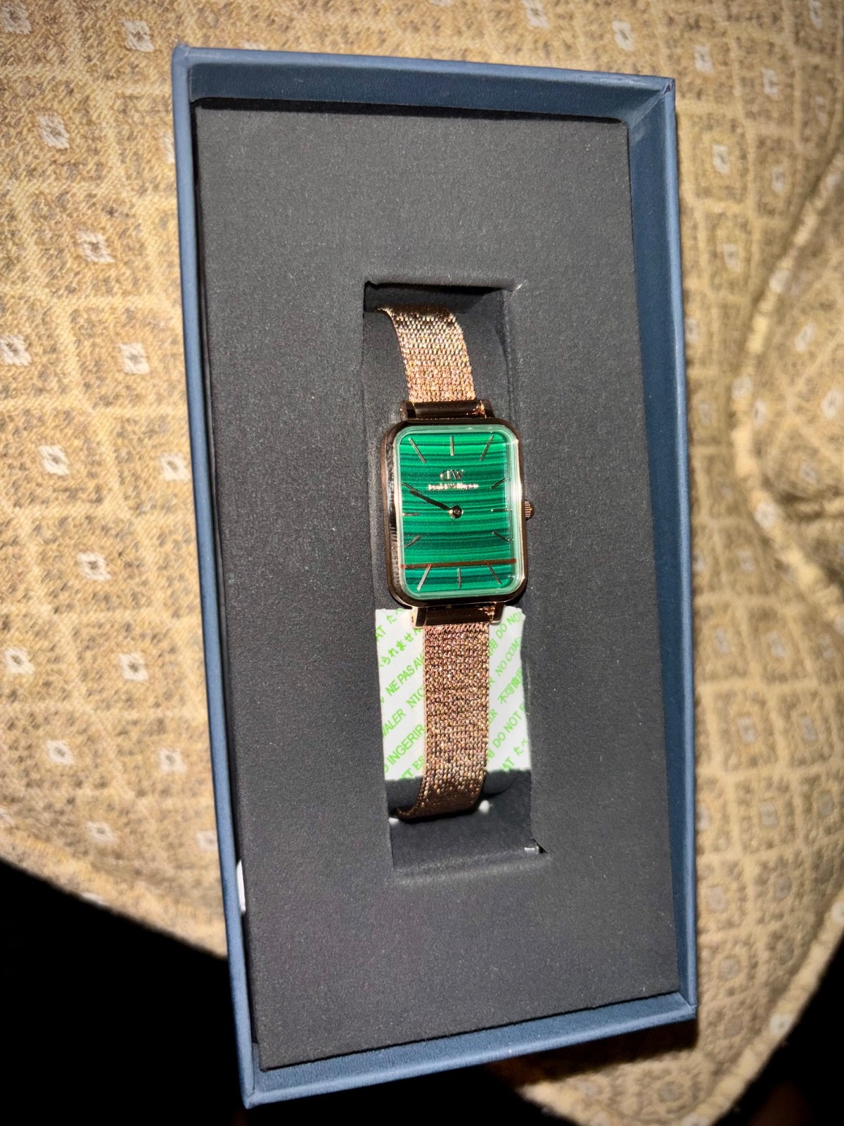 Quadro – Pressed Melrose Rose Gold Green Watch Women’s
