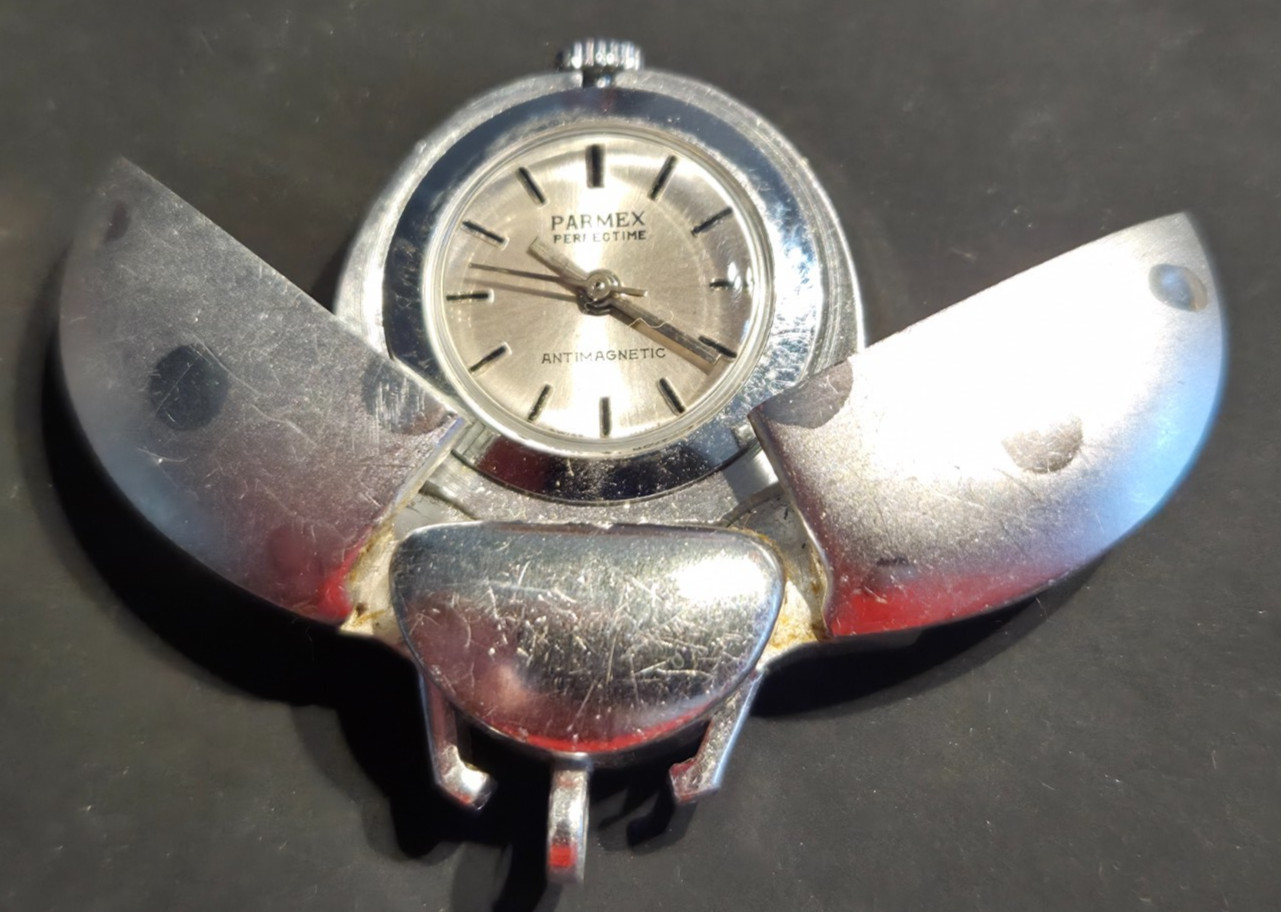 Vintage Parmex Lady Bug Cicada Pendant Watch- Working