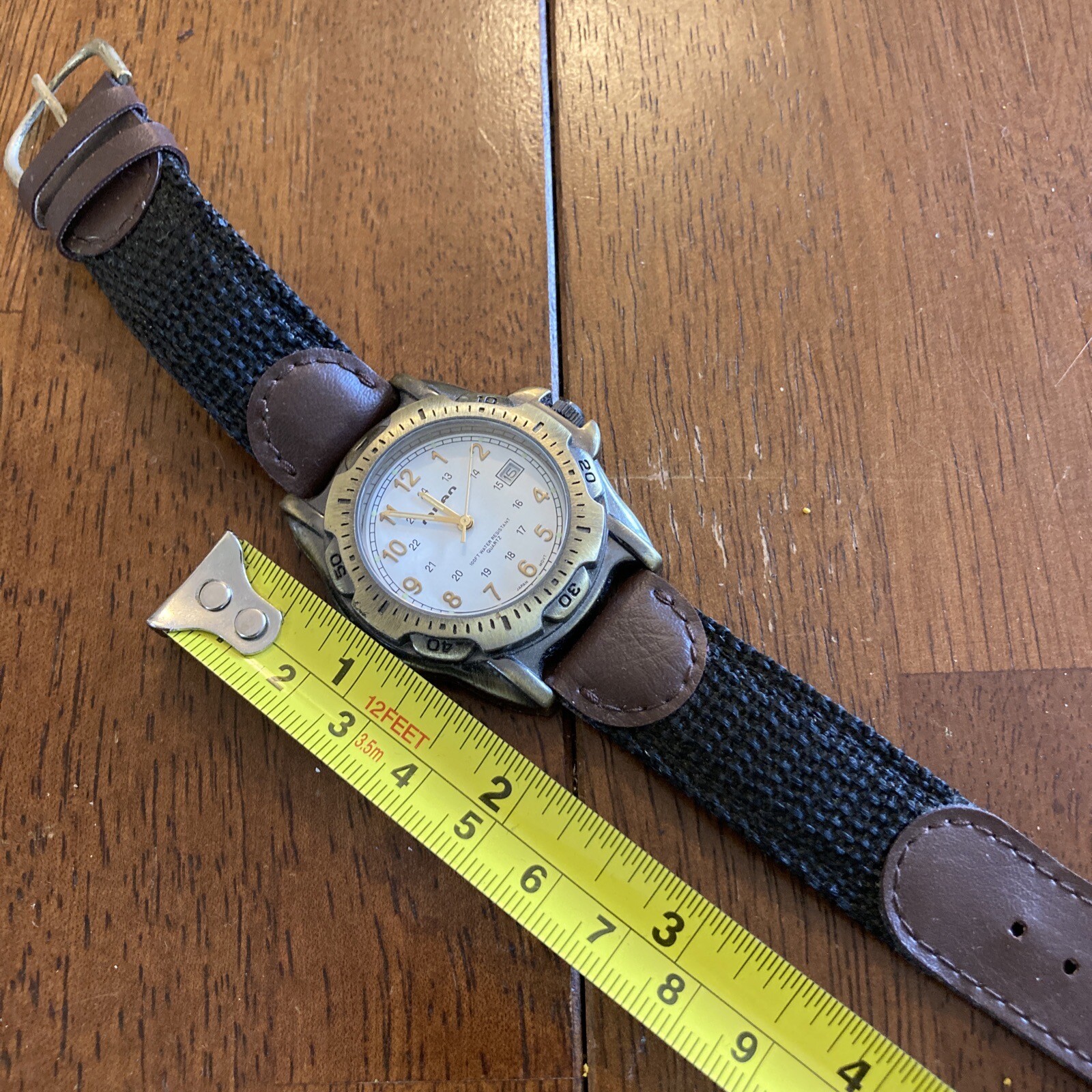 Milan Camper Style watch w Analog Date Dial Canvas Leather Band Works MLN37602W