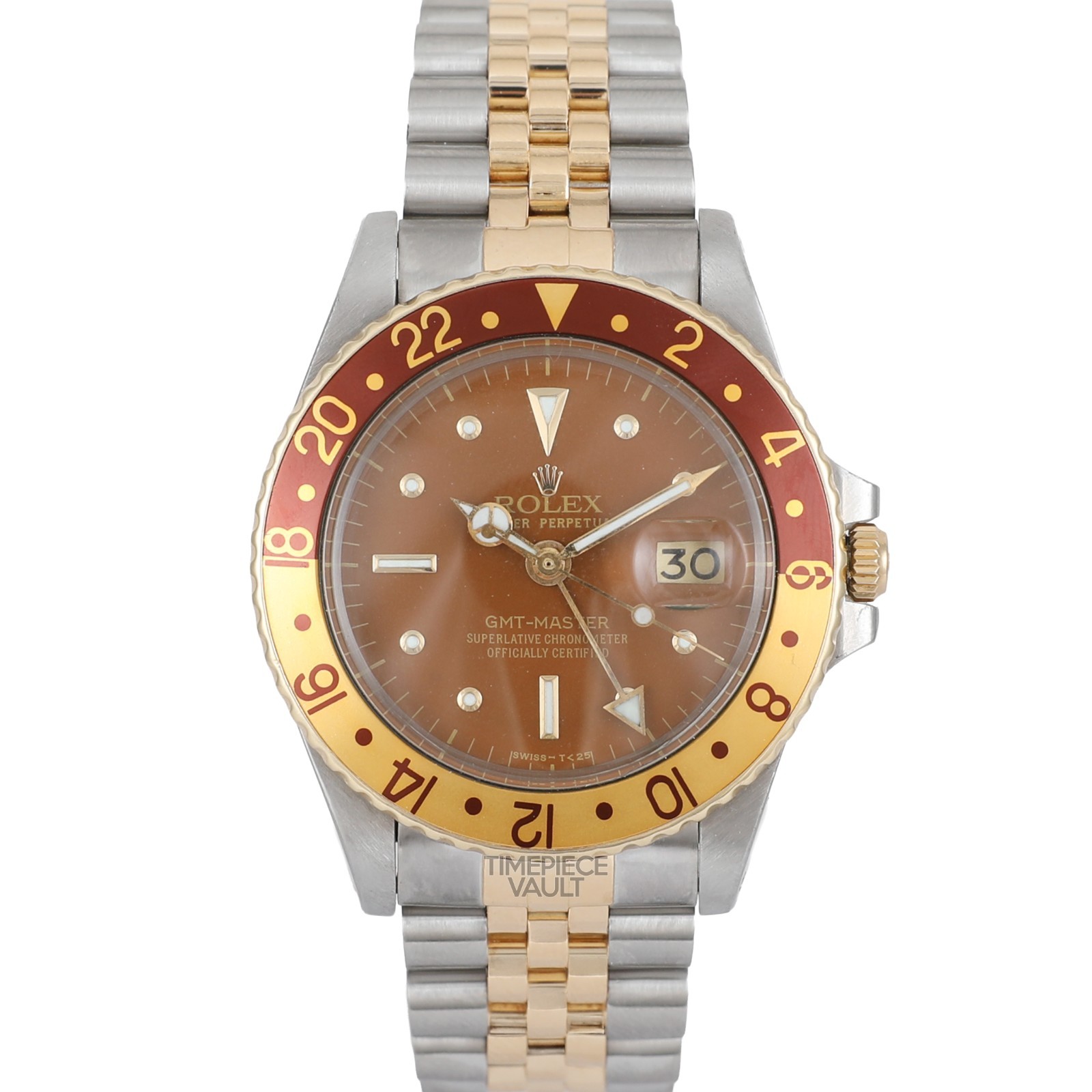 Rolex GMT-Master 1675 Jubilee 18k/Steel 40mm Root Beer Insert Brown Nipple Dial