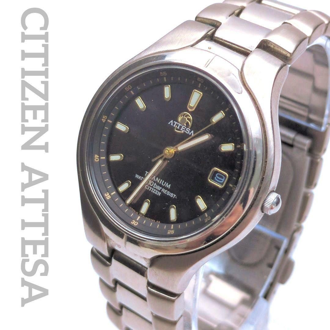 Citizen Attesa Eco-Drive Date Black Dial Titanium Unisex Watch Japan