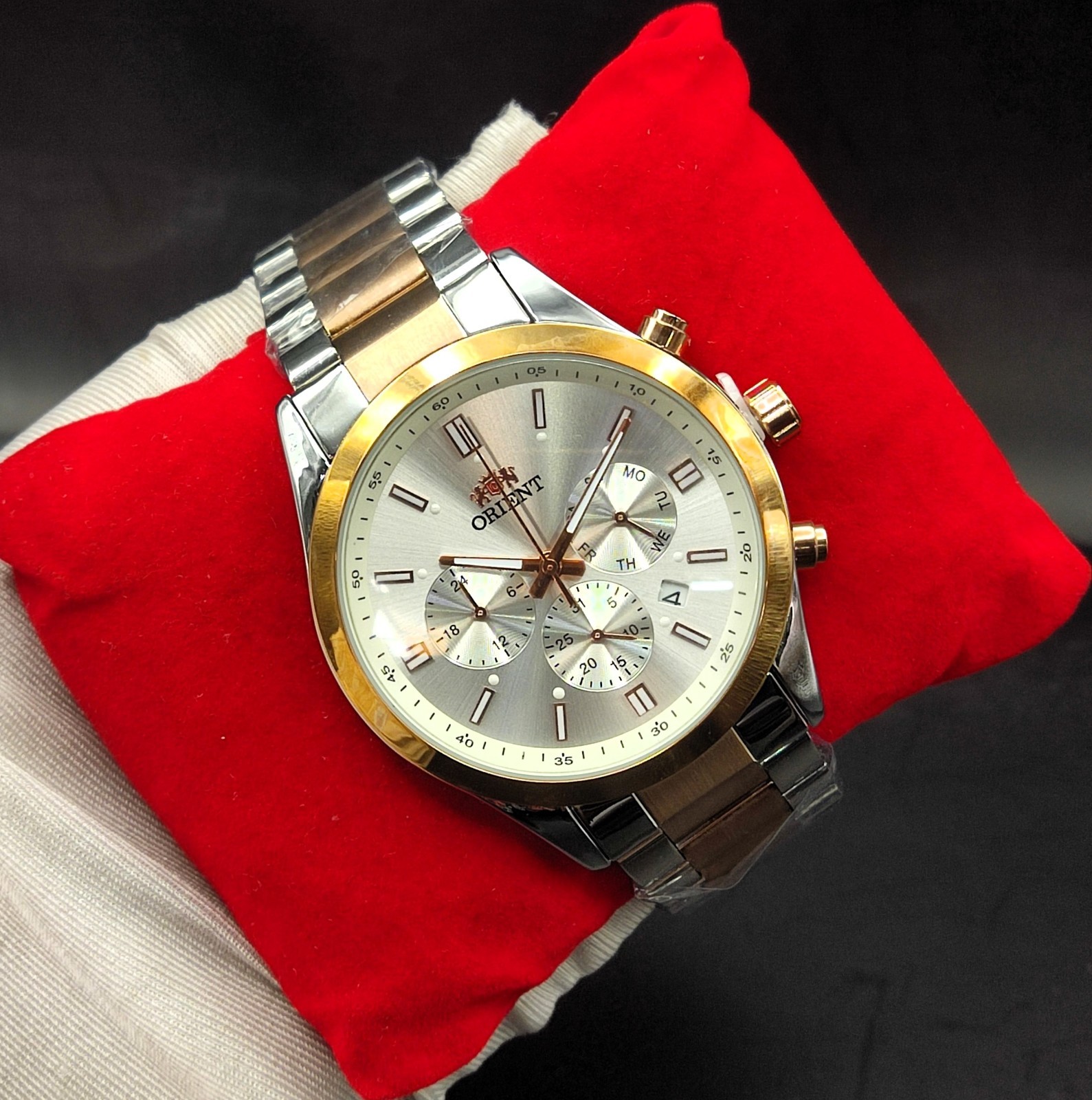 #Refurbished Orient Stainless Steel Chronograph Silver Dial Men’s Wrist Watch