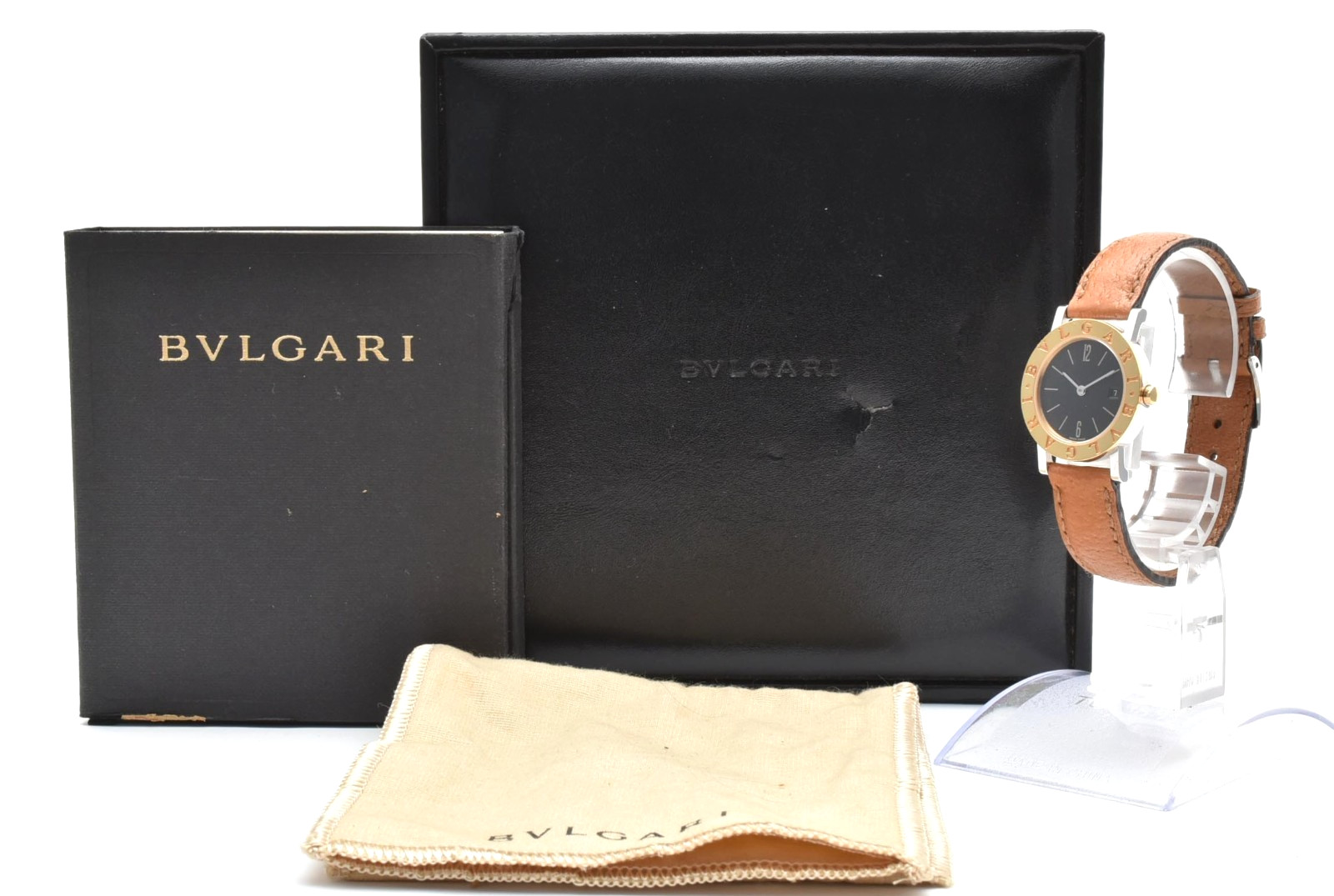 [Box,Paper] BVLGARI BB26SGL Date Black Dial Quartz 26mm Women’s Watch JAPAN