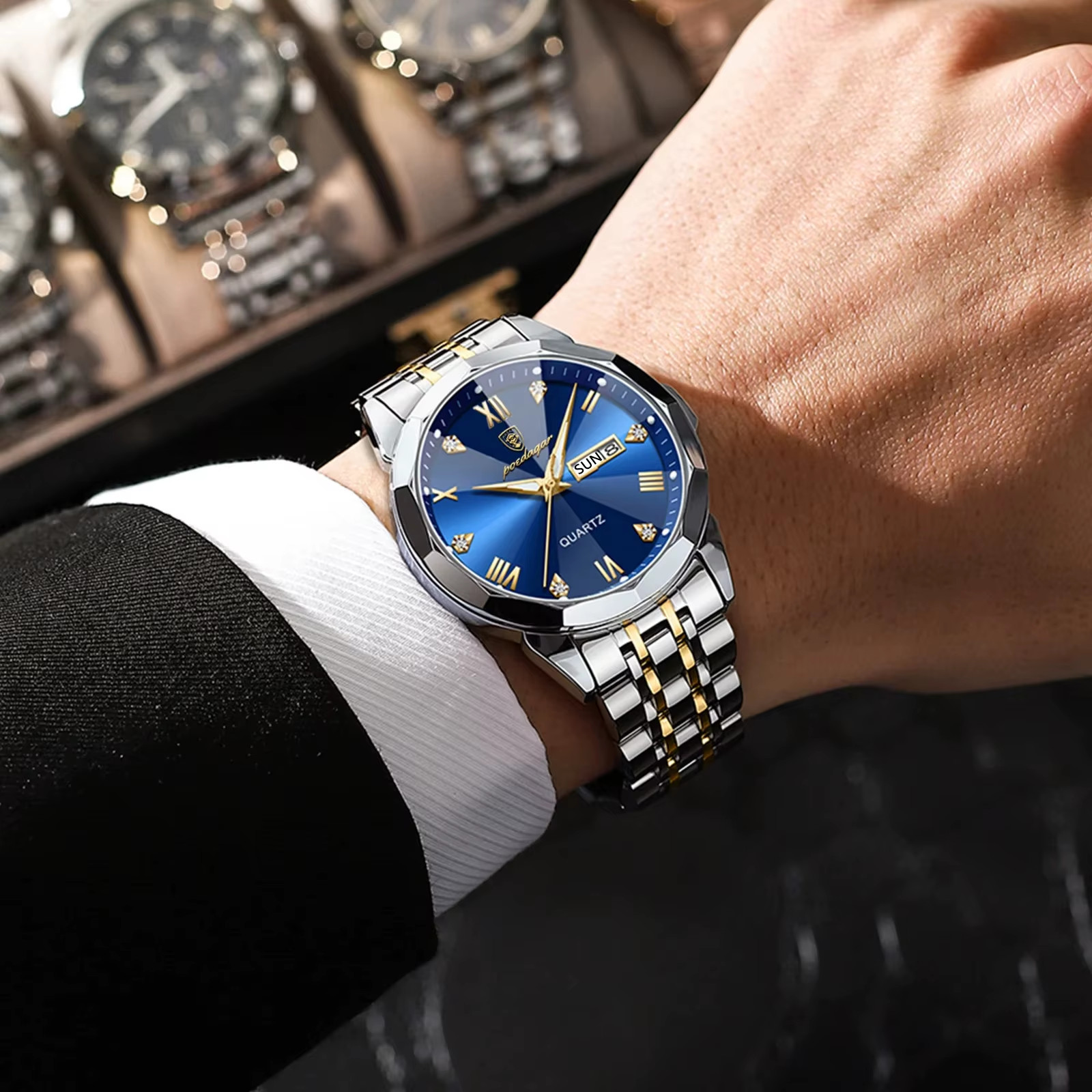 POEDAGAR 810 Men’s Luxury Quartz Watch Waterproof Luminous Date Week Sport
