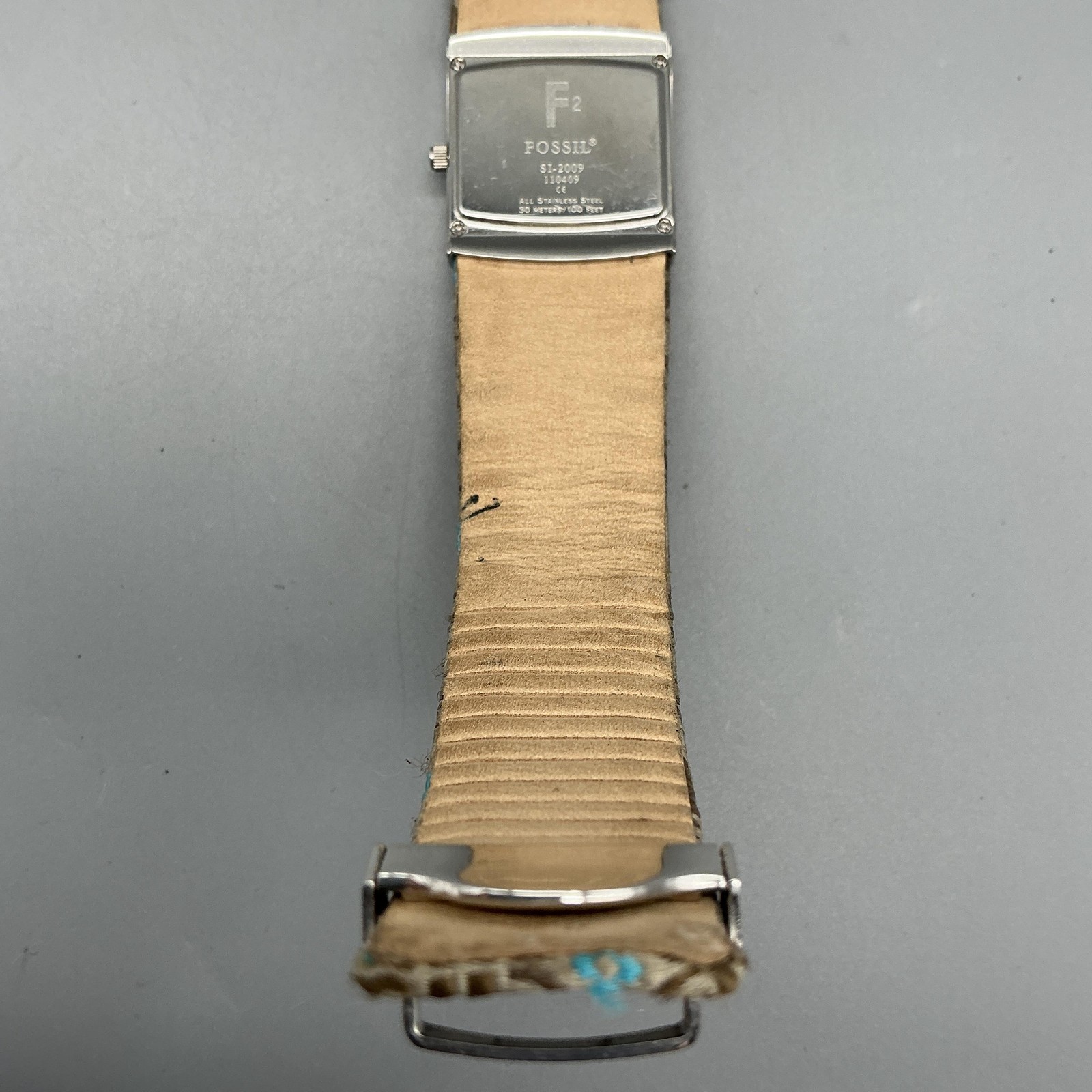 Fossil F2 Womens Watch 26mm Stainless Brown Logo Fabric Leather New Battery
