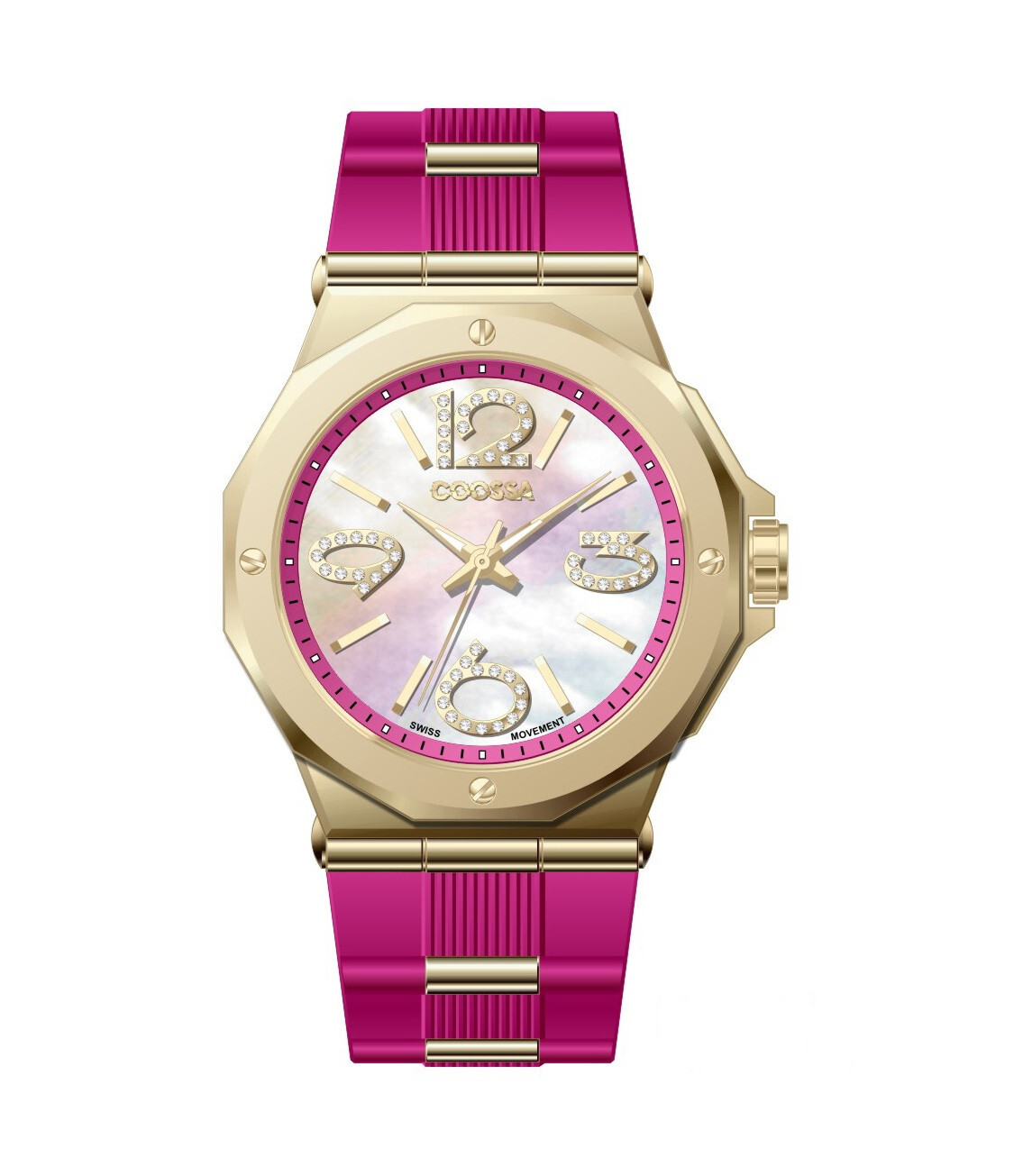 Coossa Original Women’s Watch 36.5MM Case Swiss Movt 100M WR Mother Of Pear Dial
