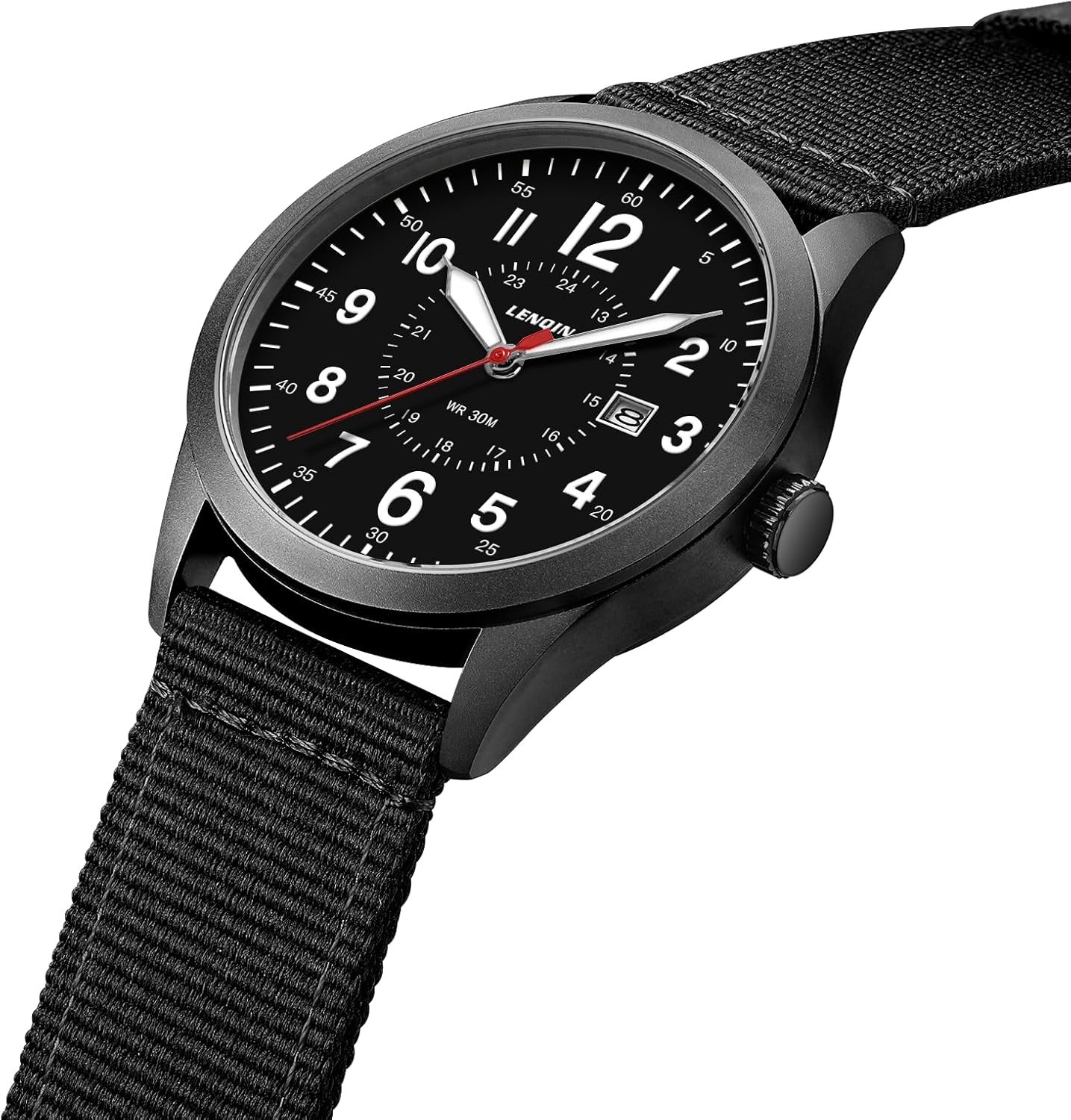 LN LENQIN Men’s Military Sport Watch Analog Quartz Waterproof Luminous Nylon Str