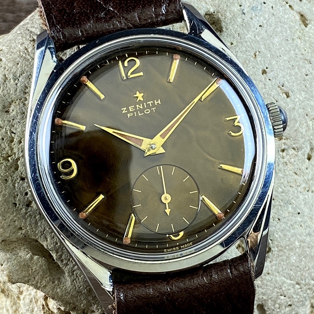 Zenith Pilot Rare Chocolate dial cal.126 vintage men’s watch From 1955 SERVICED