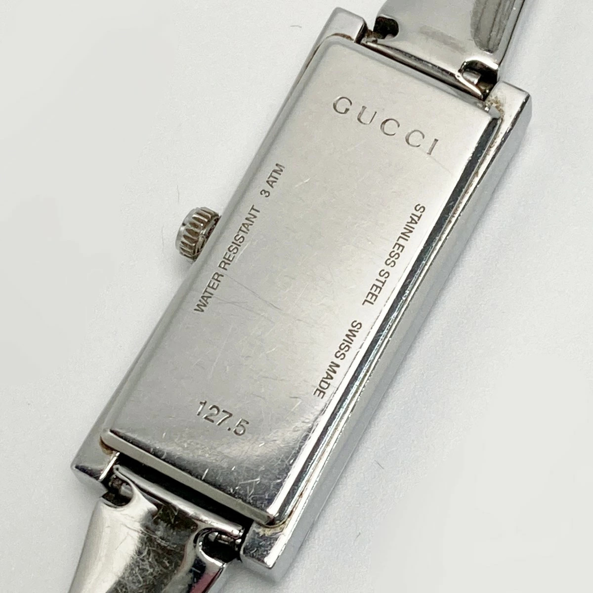 GUCCI G Frame Mirror Diamond 127.5 Silver Quartz and manual C rank Authentic