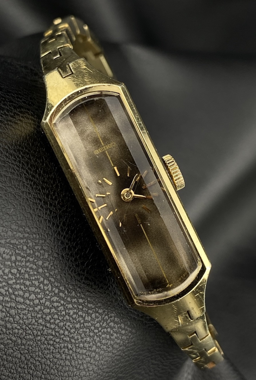 Vintage 80’s Seiko Cylinder Gold Dainty Smokey Dial Wind Up Ladies Watch Elegant