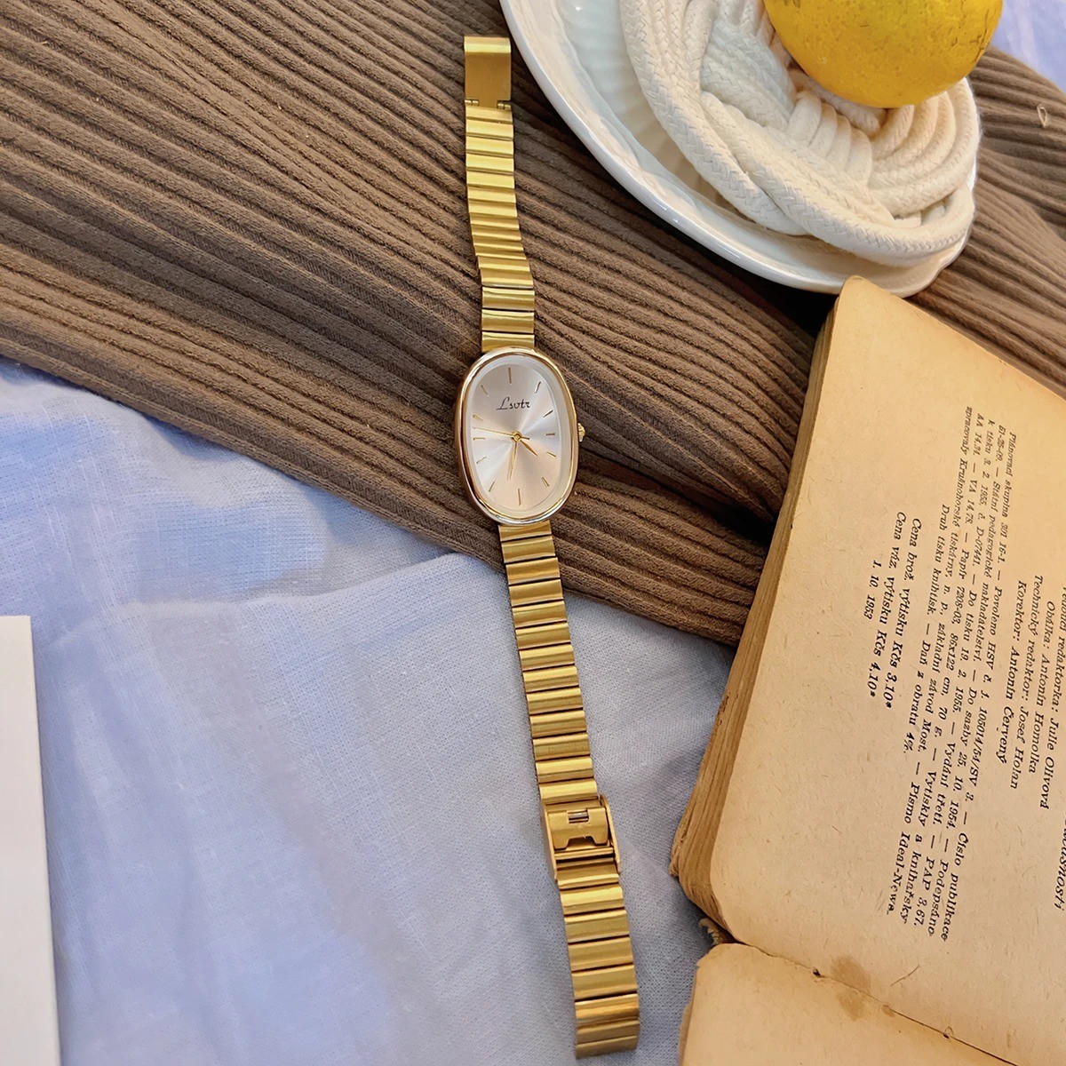 1pc New Fashionable Women’s Watch With Gold Bracelet, Vintage & Luxury Ins Style