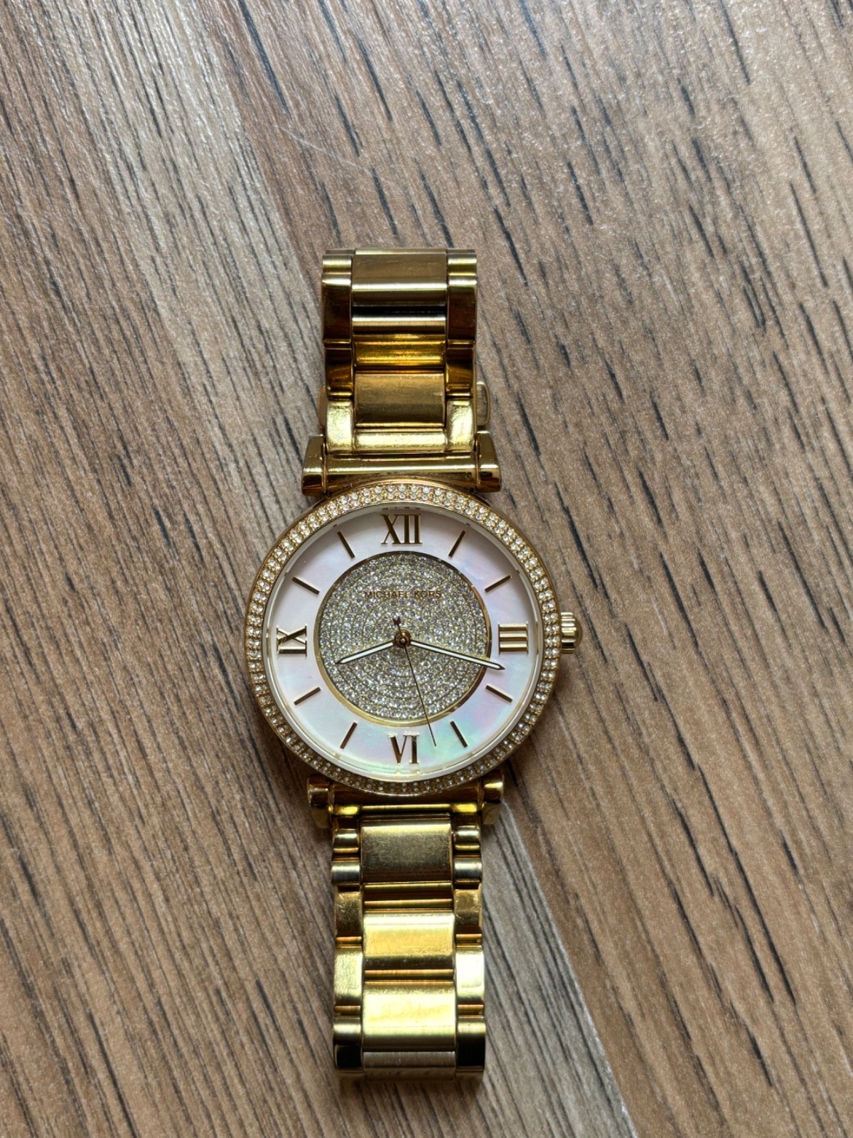 Gold Michael Kors watch, Women’s, Roman Numeral watch, style MK-3332