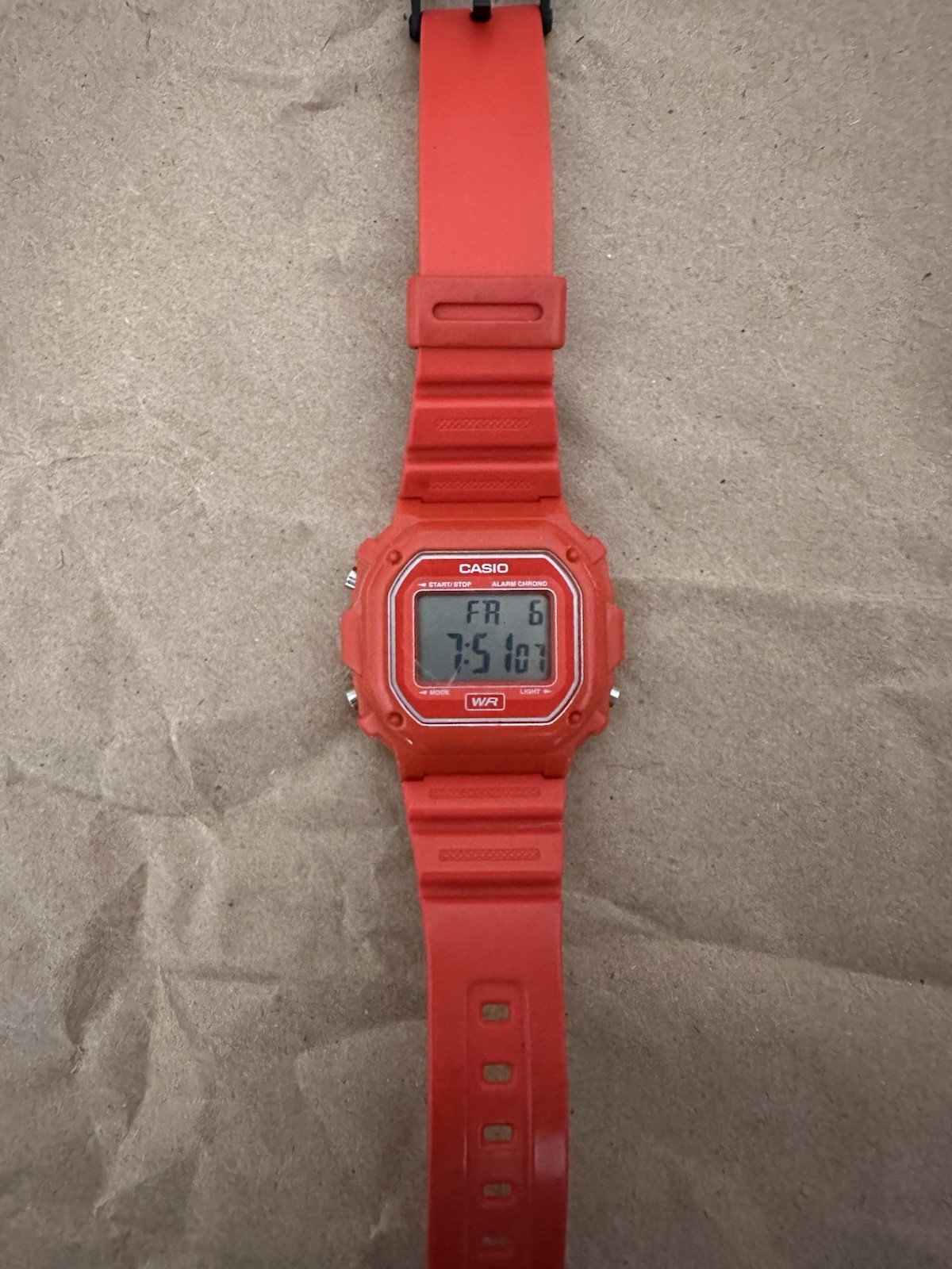Casio F-105WH Red Resin Band