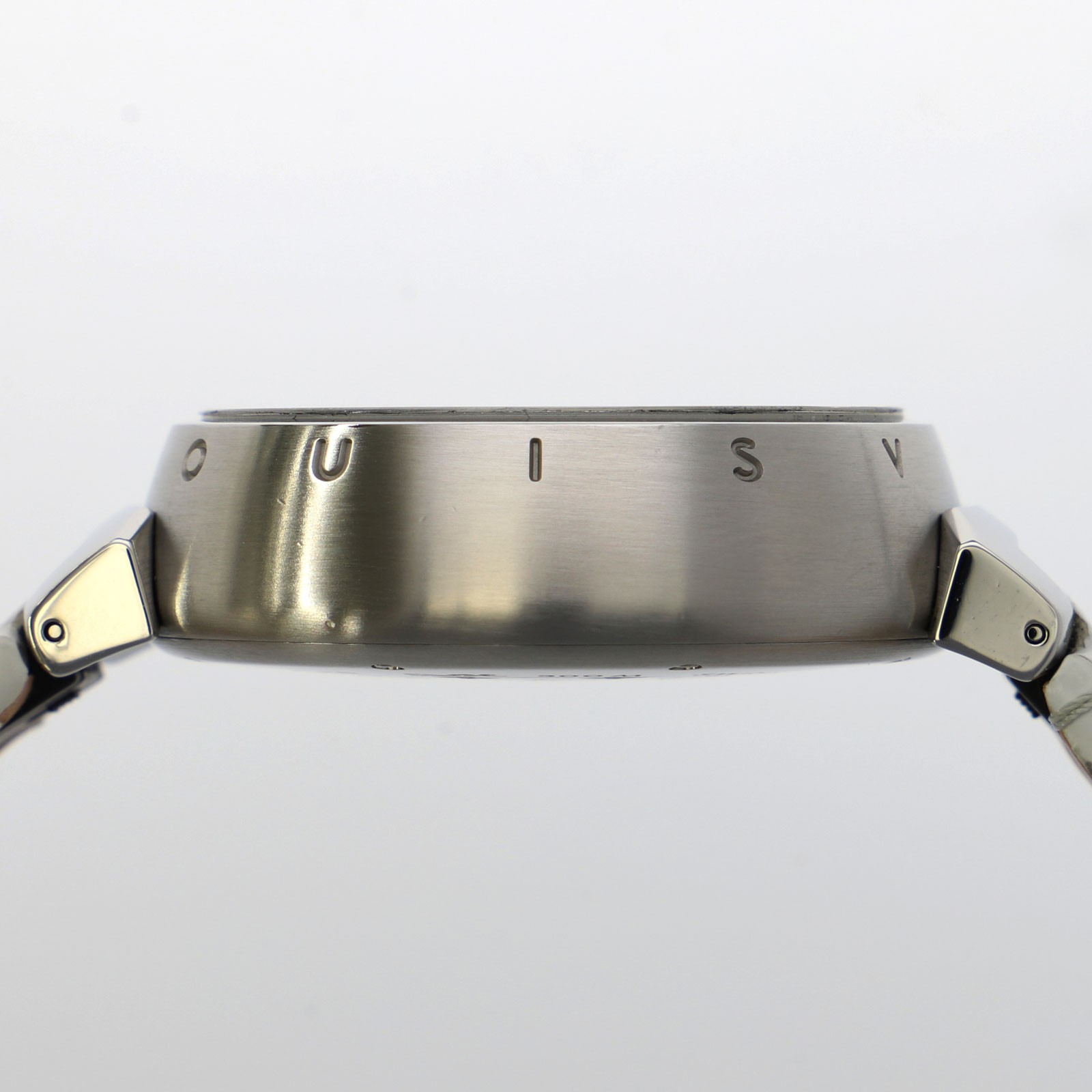 LOUIS VUITTON Q103M Tambour Diving WATCH Silver SS/leather AT