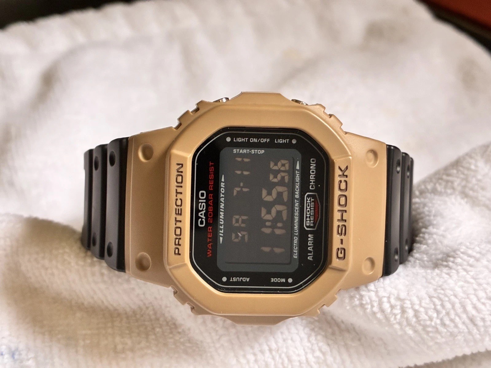 Casio G-Shock DW-5600HR Negative Display w/ New Coyote Bezel & Black Straps 3229