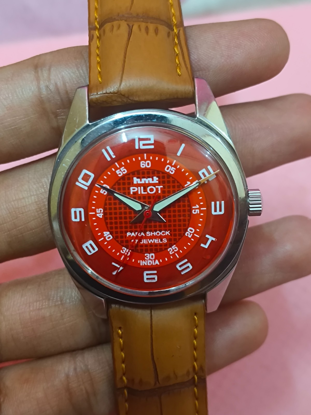 Vintage HMT Pilot Red 17 Jewels Mechanical Hand Winding Men’s Wrist Watch