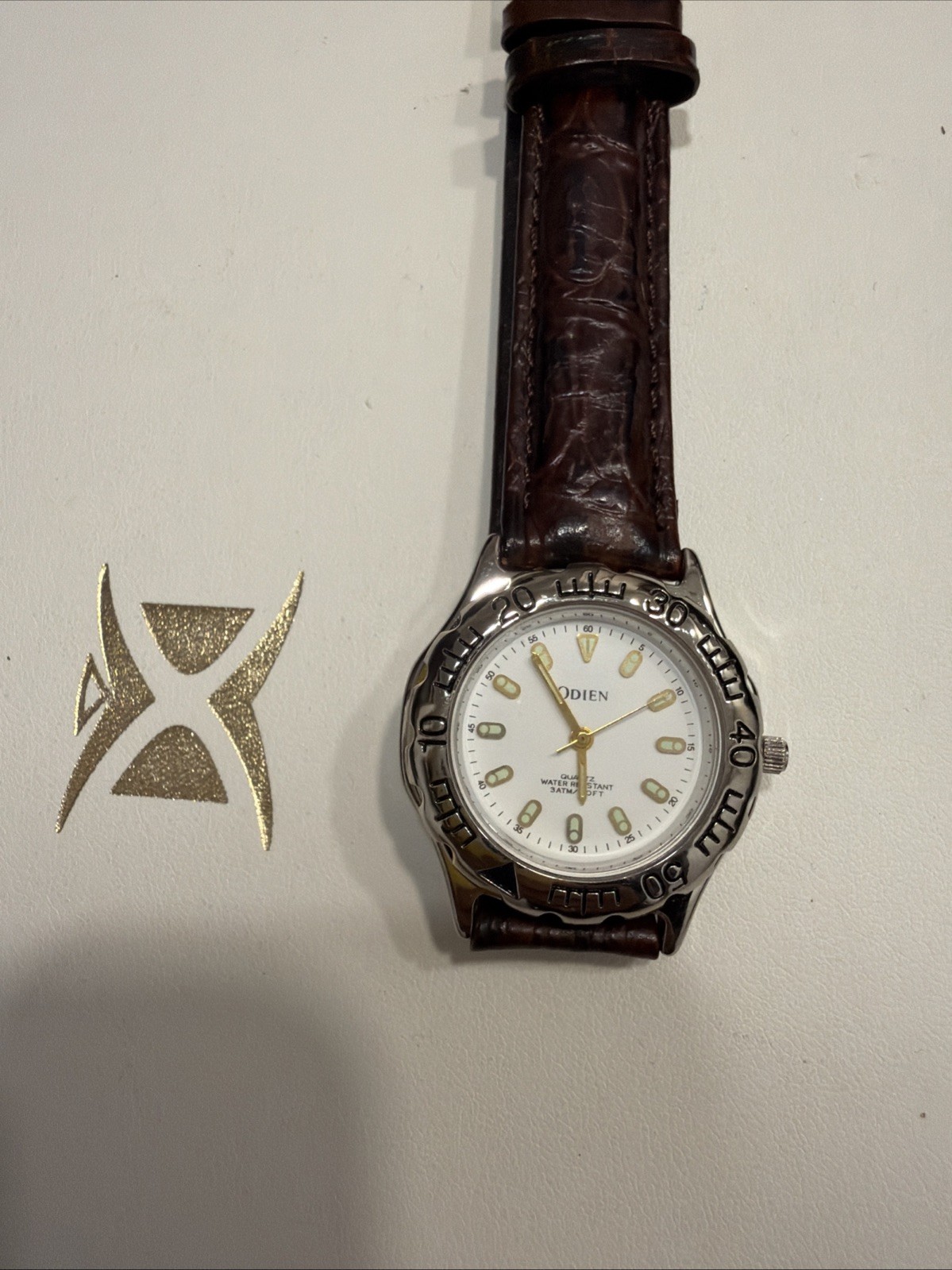 Odien Water Resistant Quartz White Dial 33mm Case Wrist Watch