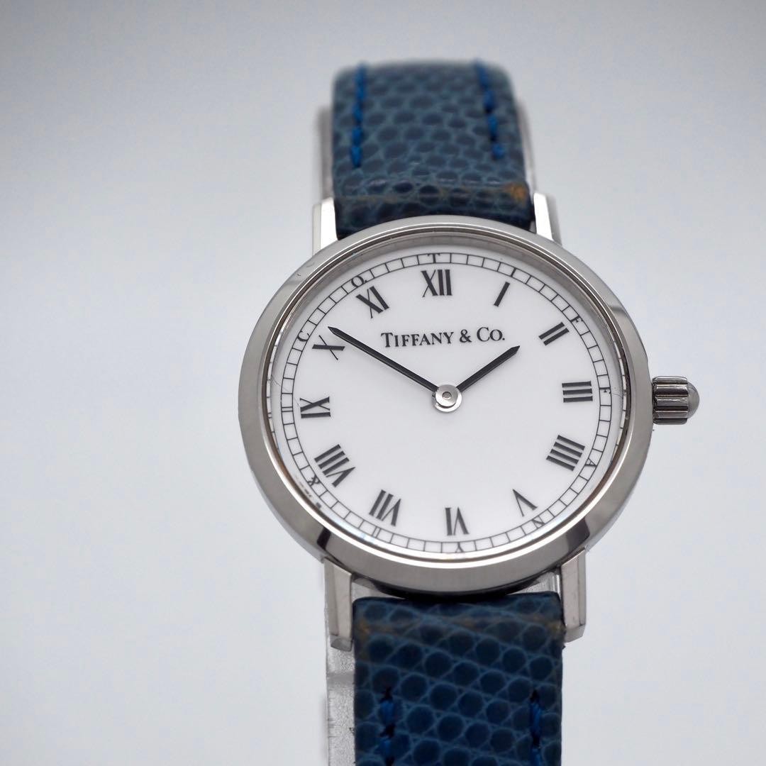 Tiffany & Co. Classic Roman Dial Ladies Quartz Watch White Dial Blue Strap Box