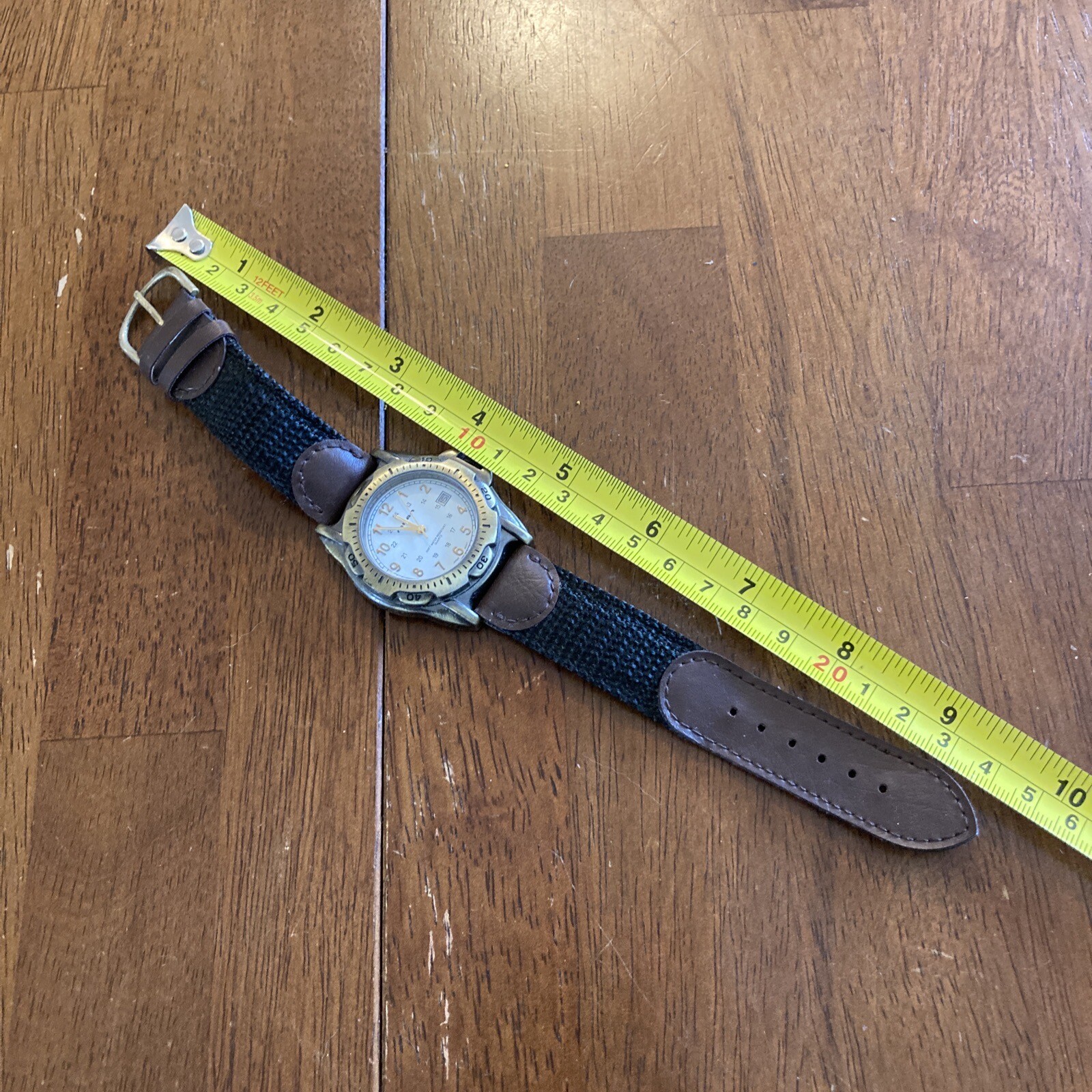 Milan Camper Style watch w Analog Date Dial Canvas Leather Band Works MLN37602W