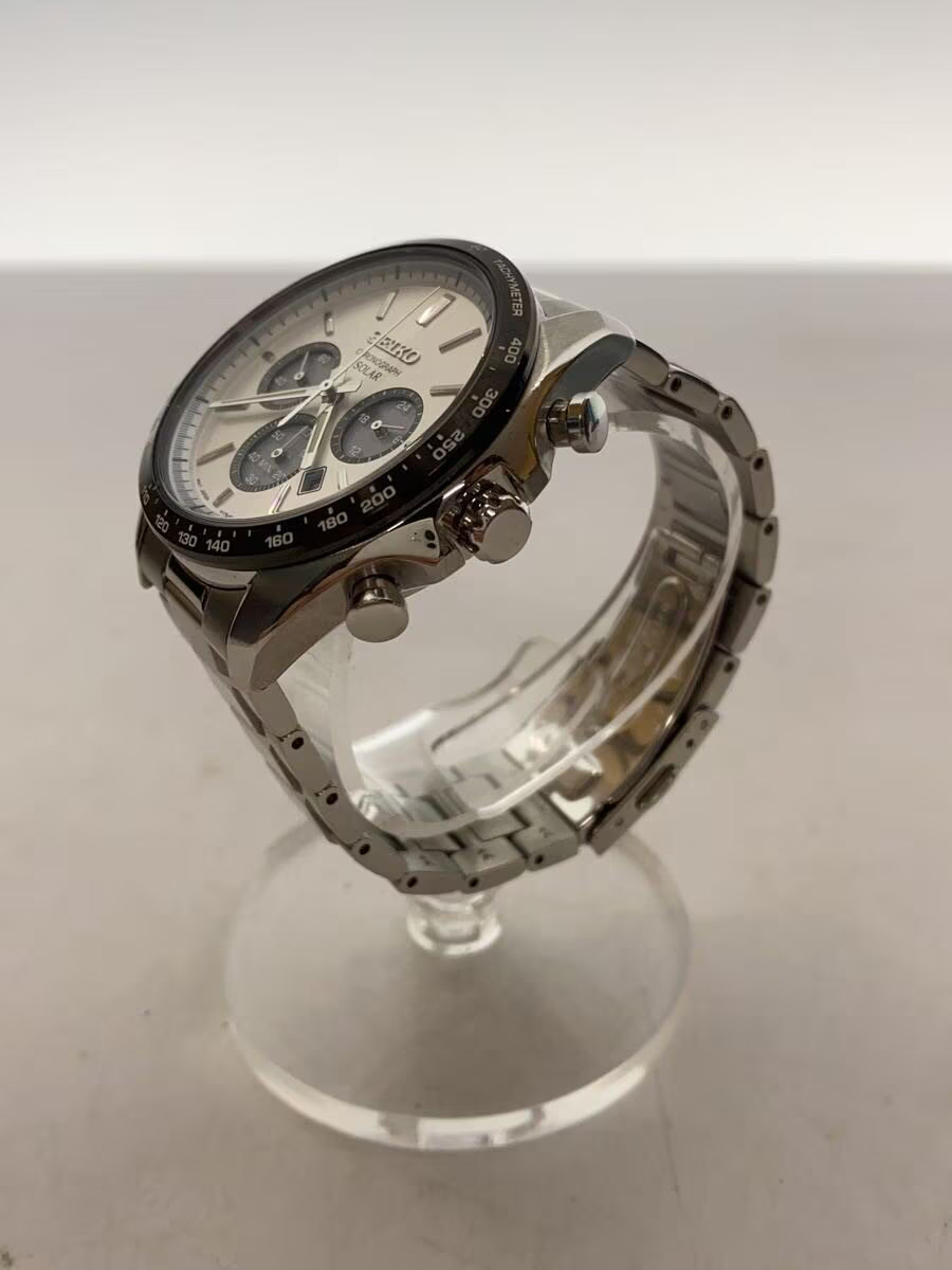 SEIKO S Series Chronograph Solar Watch Analog Stainless WHT SLV V175 0FA0