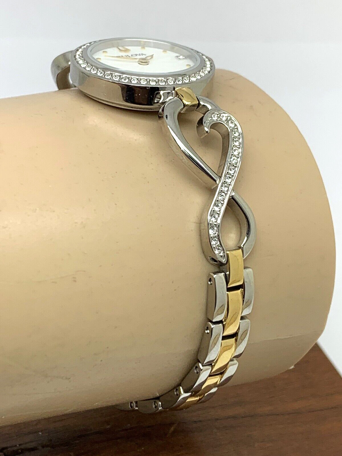 Bulova Women’s Watch 98X120 Quartz White Mother of Pearl Dial Petite Two Tone