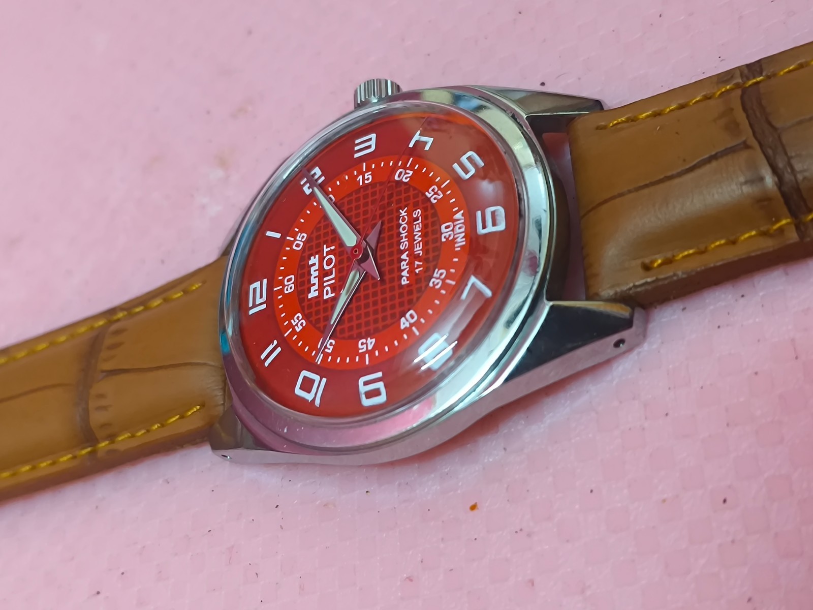 Vintage HMT Pilot Red 17 Jewels Mechanical Hand Winding Men’s Wrist Watch