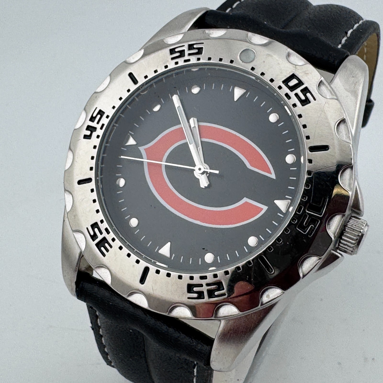 Vintage Game Time Chicago Bears Quartz Watch Men Silver Fixed Bezel New Battery
