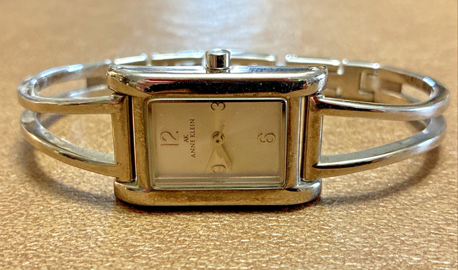 Anne Klein Silver Tone Rectangular Watch Bracelet Fold Over Clasp – WORKS – MINT