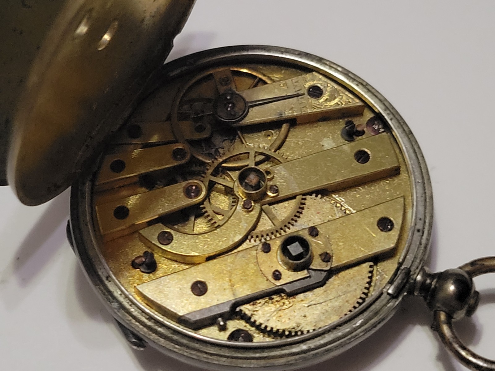 ​Antique Swiss Silver Key Wind Pocket Watch Cylindre 10 Rubis Floral Motif
