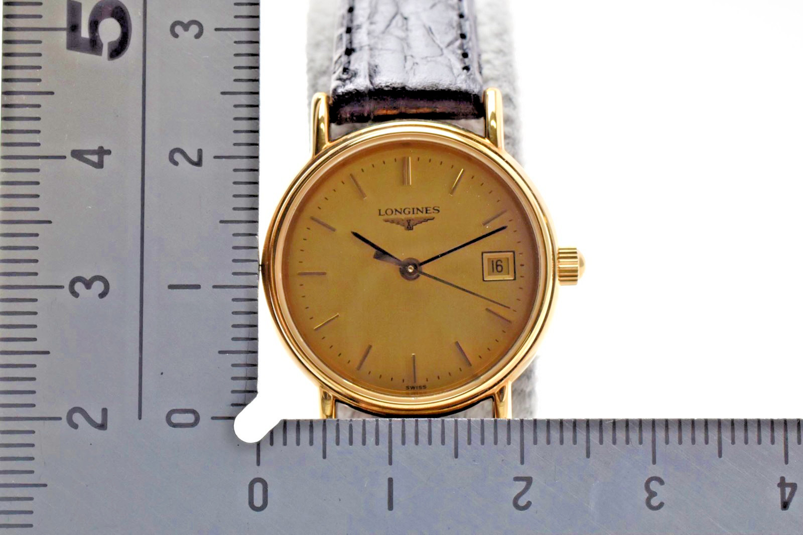 [MINT] Longines L4.136.2 24mm Gold Stick Dial Date Quartz Women’s Watch Japan