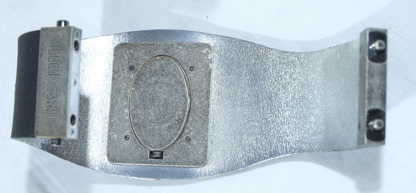 Vintage Roberto Cavalli Silver Oval Dial Wrist Watch.