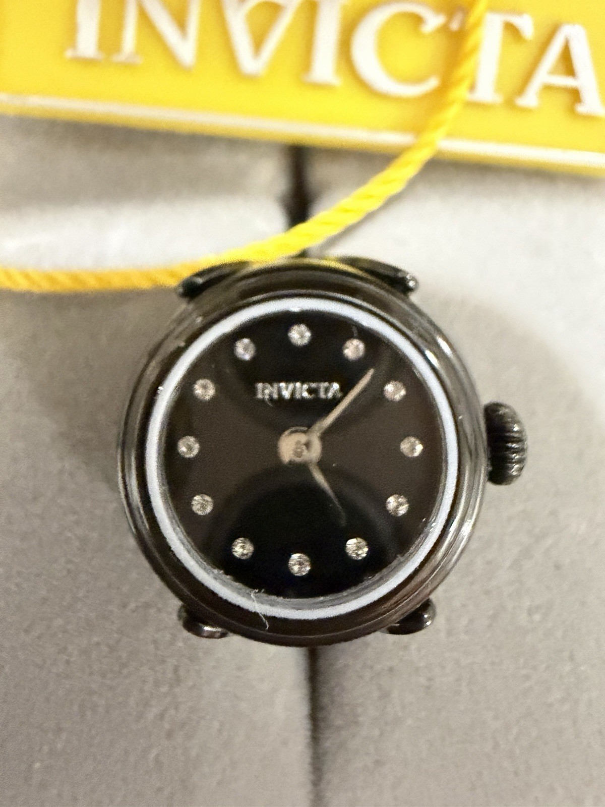 Invicta Angel Ring Women’s Quartz Wristwatch Black Dial Gemstone Markers Box