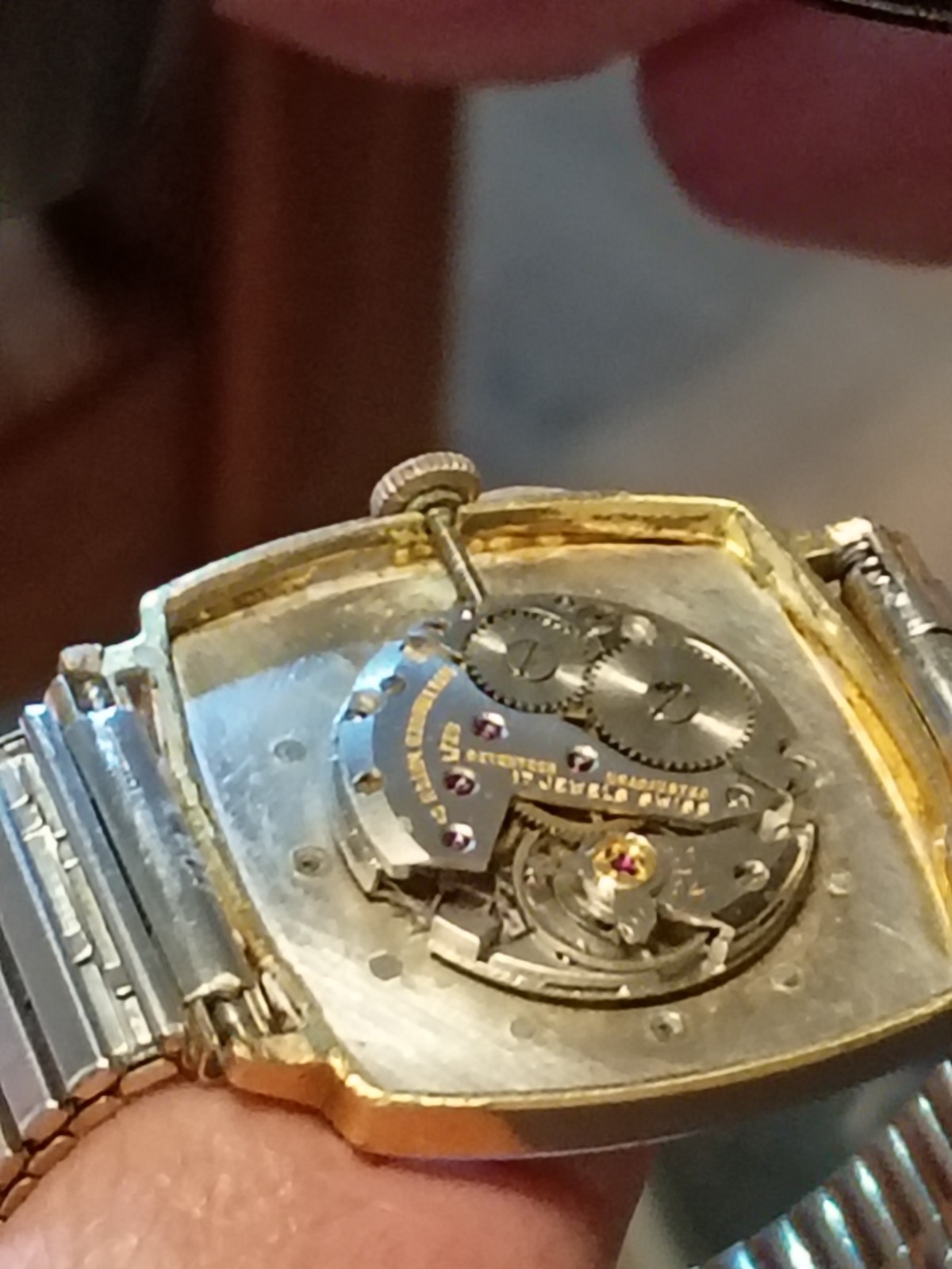 Wittnauer 17 Jewels Manual Wind Square Gold Tone Watch Diamond Markers 1960s