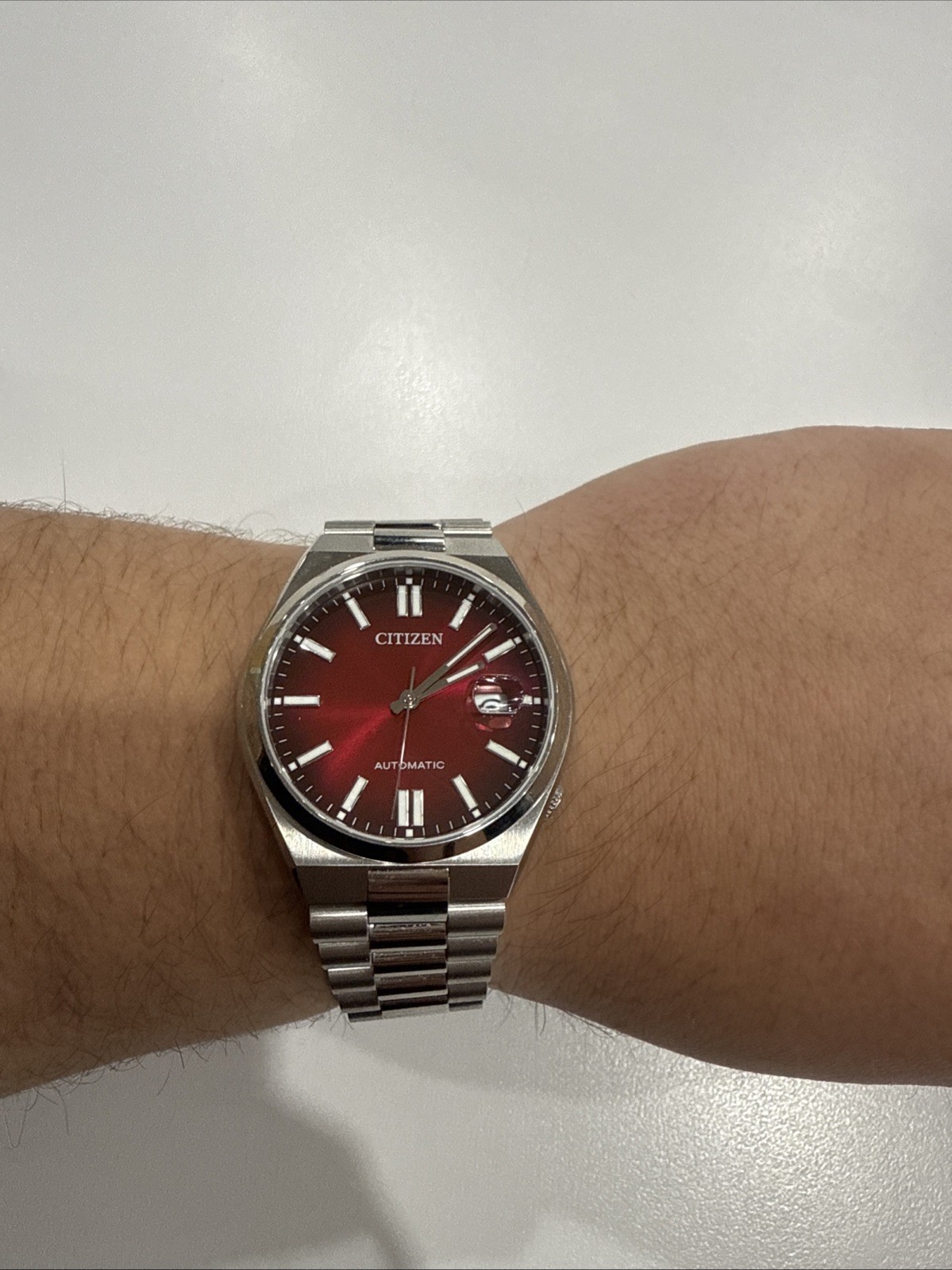 Citizen Automatic Mechanical Burgundy Dial Stainless Steel Men Watch