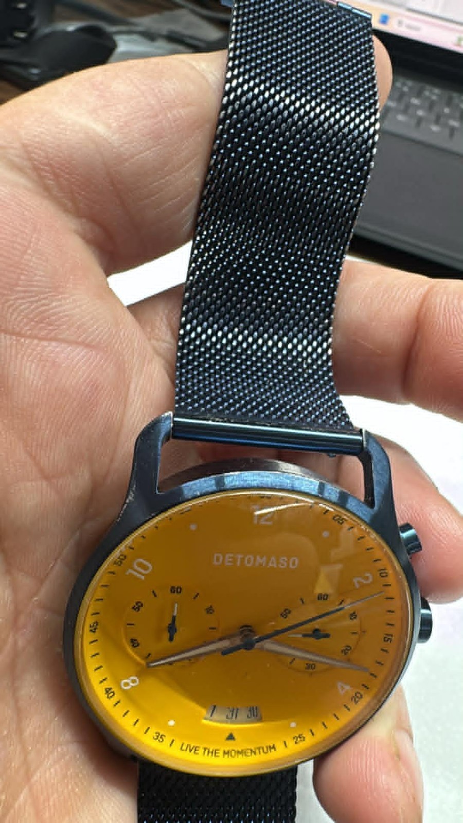 New Blue Metalic YELLOW DIAL 42MM Detmaso quartz Chrono D02-50 G2312 (A40)