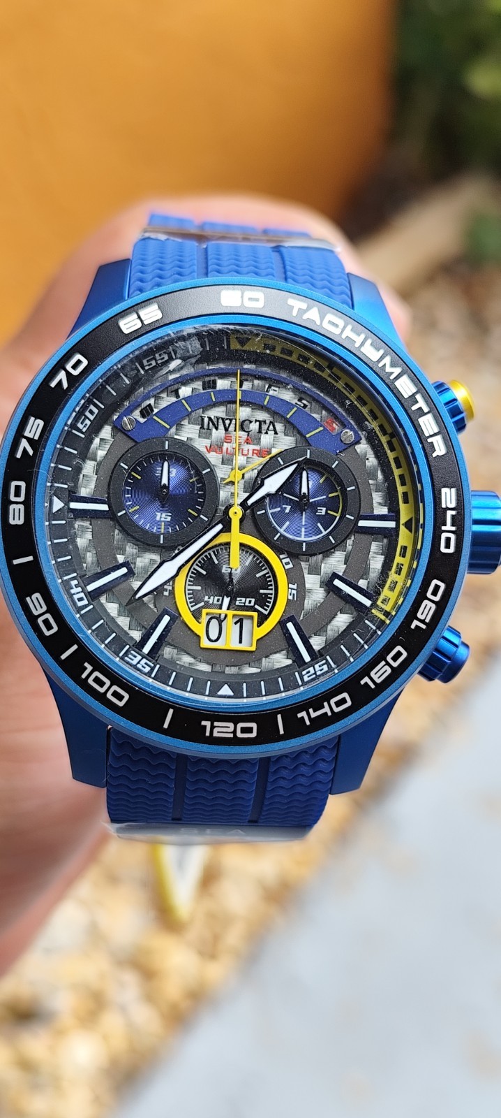 Invicta Sea Vulture Men’s 54mm Blue Carbon Fiber Swiss Chronograph Watch 35028