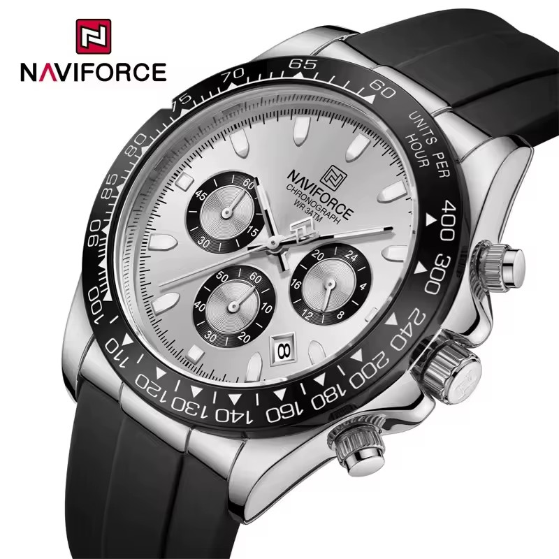 NAVIFORCE 8054 Watch Quartz Men’S Sport Watch Alloy Case Stainless Steel Band Si