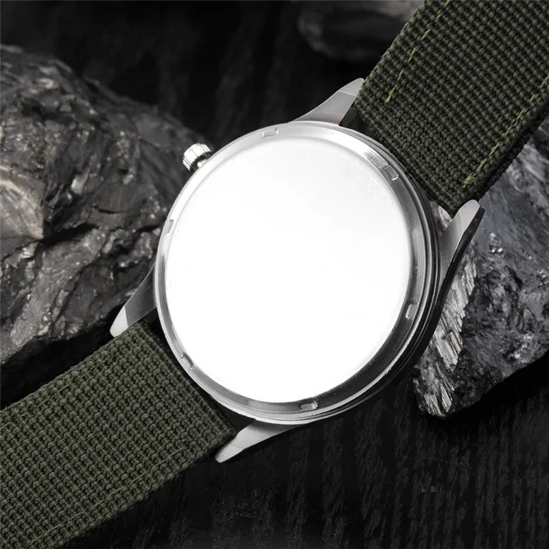 Men Boys Fashion Sports Watch Nylon Band Quartz Date Army Style Wristwatch